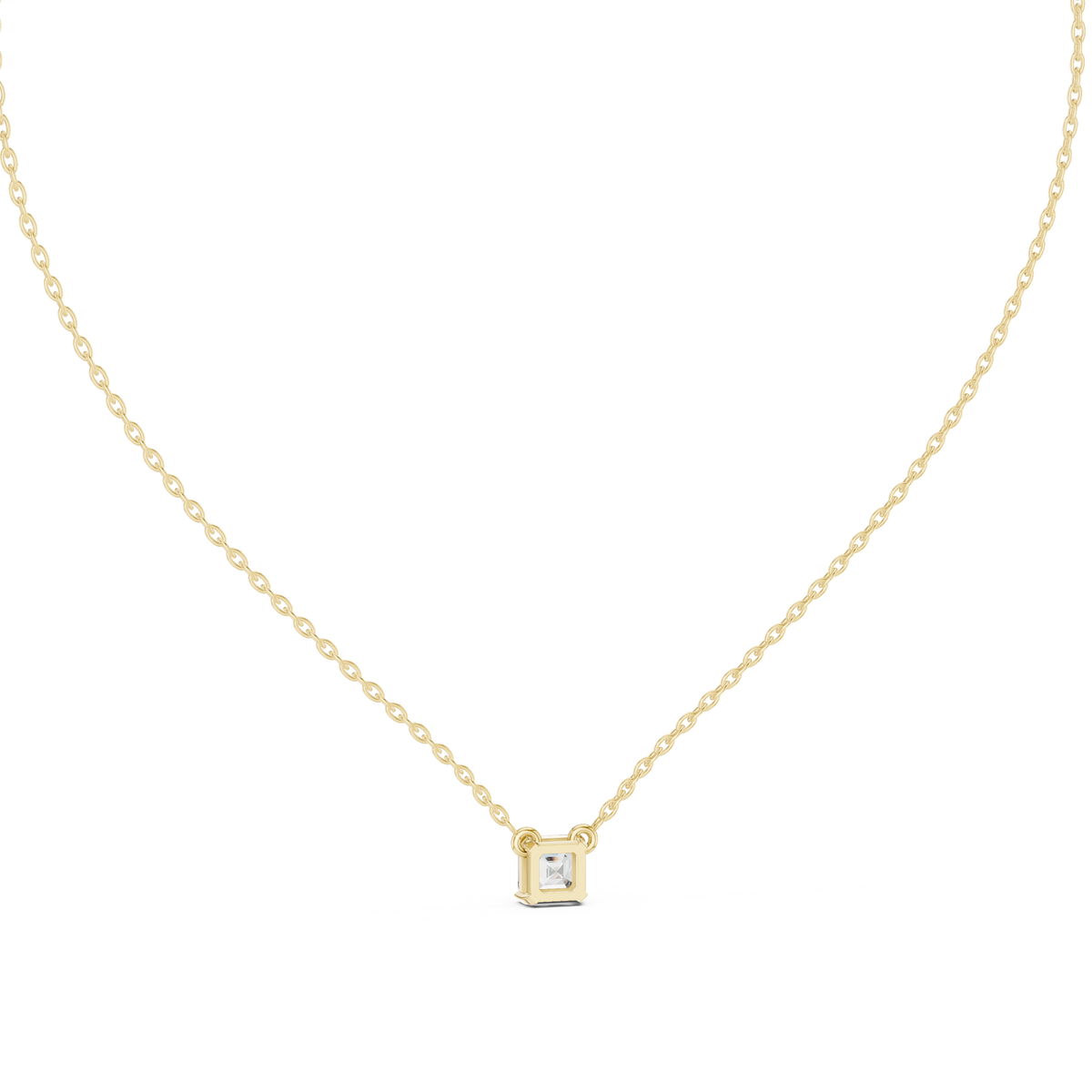 Gold Solitaire Classic Asscher Lab Grown Diamond Carist Pendant