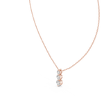 Gold 1Ct Three Stone Vertical Round Lab Grown Diamond Bethel Pendant