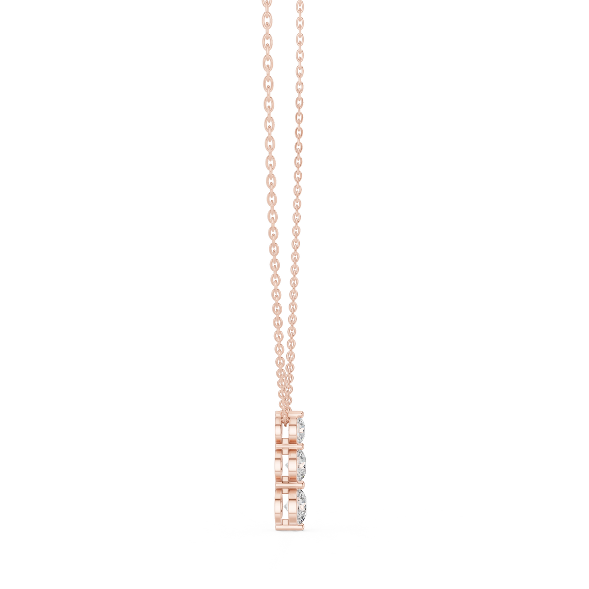 Gold 1Ct Three Stone Vertical Round Lab Grown Diamond Bethel Pendant