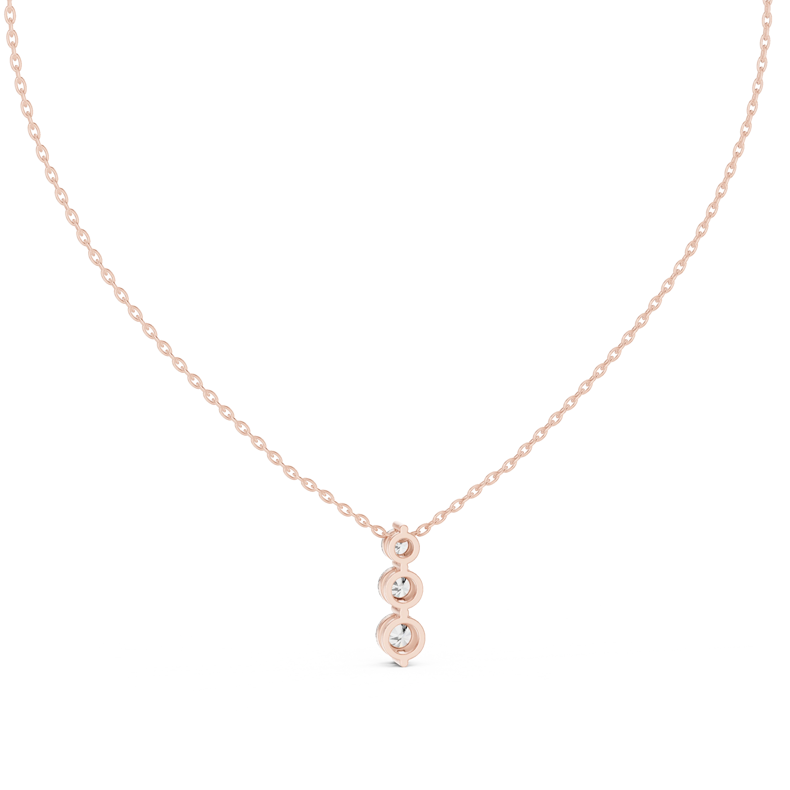 Gold 1Ct Three Stone Vertical Round Lab Grown Diamond Bethel Pendant