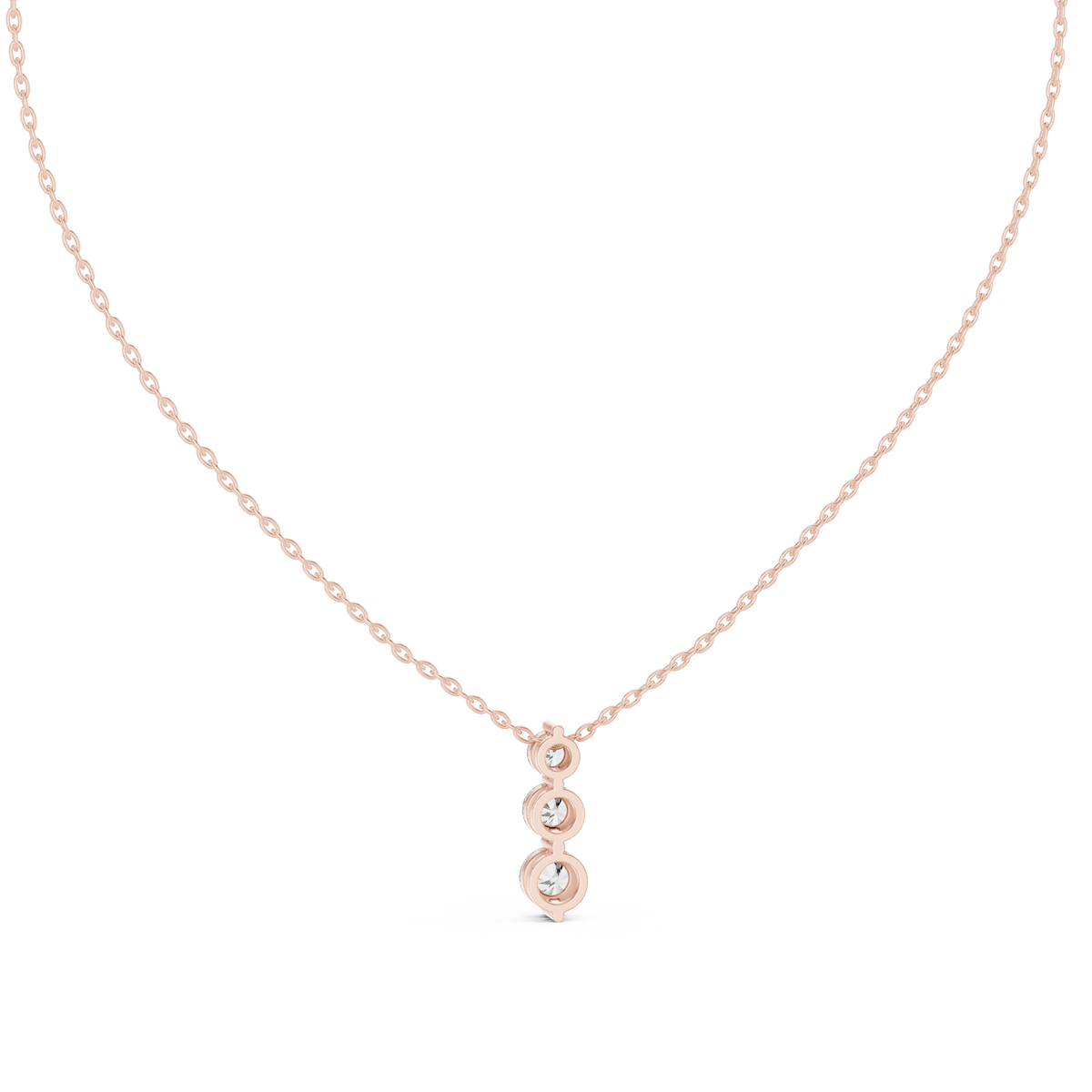 Gold 1Ct Three Stone Vertical Round Lab Grown Diamond Bethel Pendant