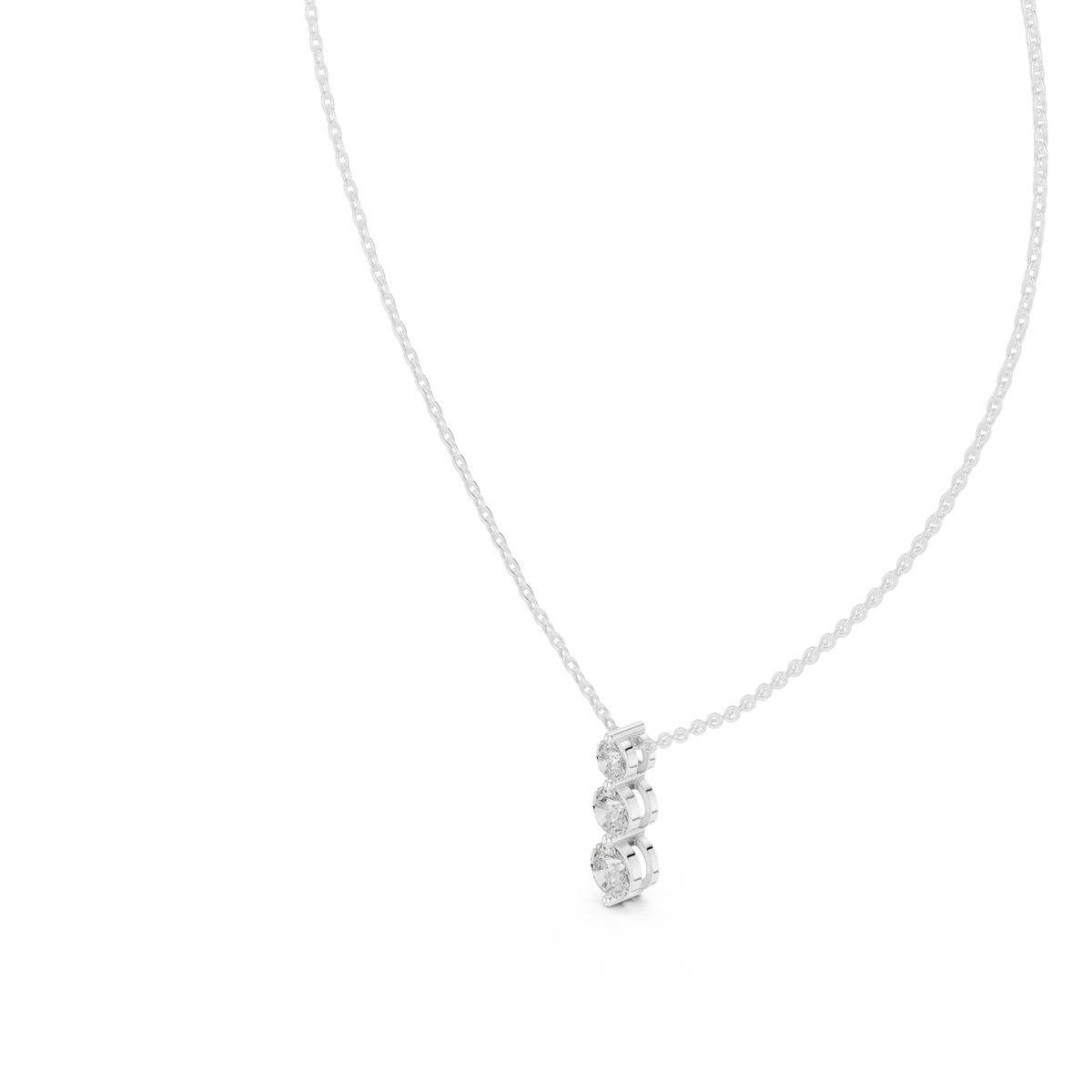 Gold 1Ct Three Stone Vertical Round Lab Grown Diamond Bethel Pendant