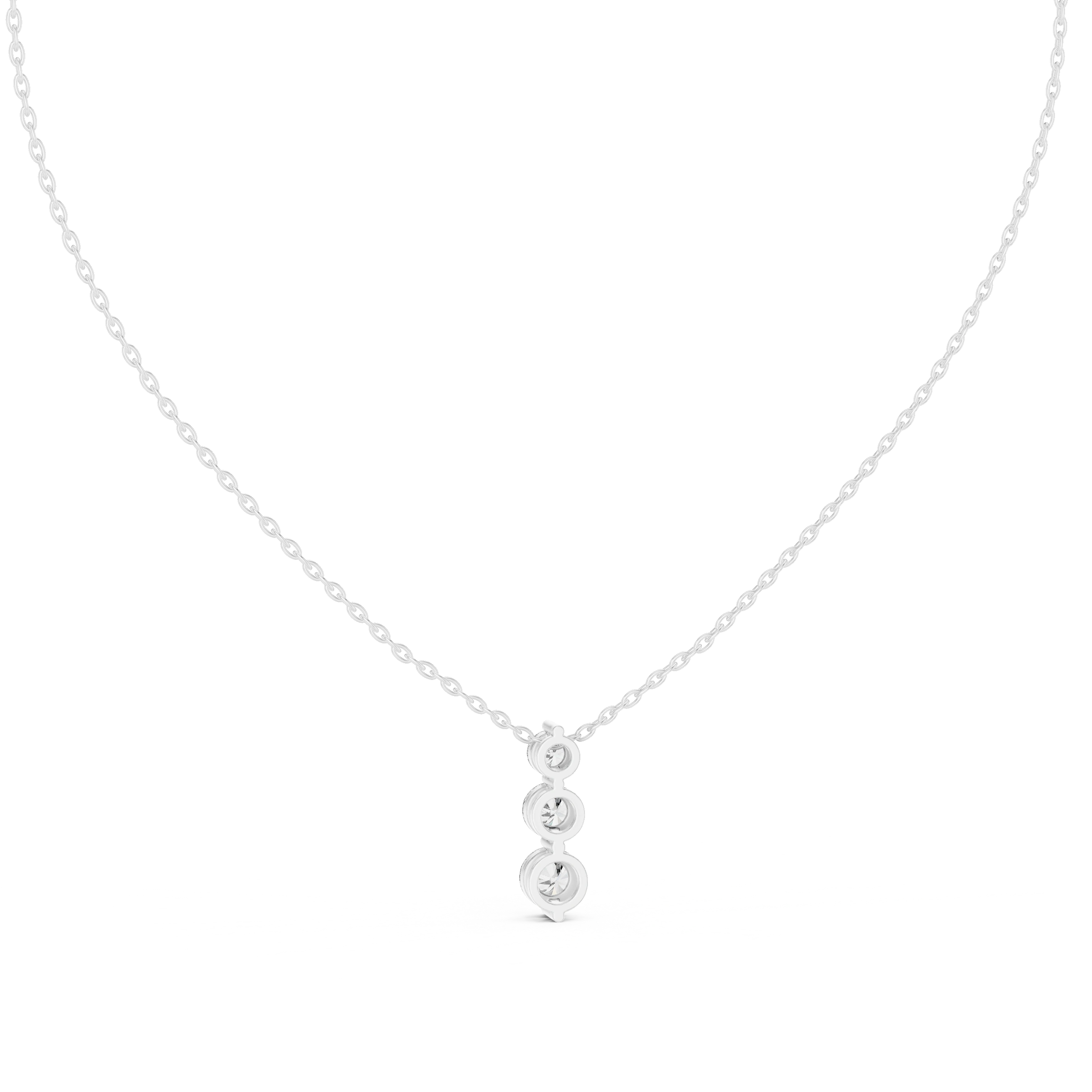 Gold 1Ct Three Stone Vertical Round Lab Grown Diamond Bethel Pendant