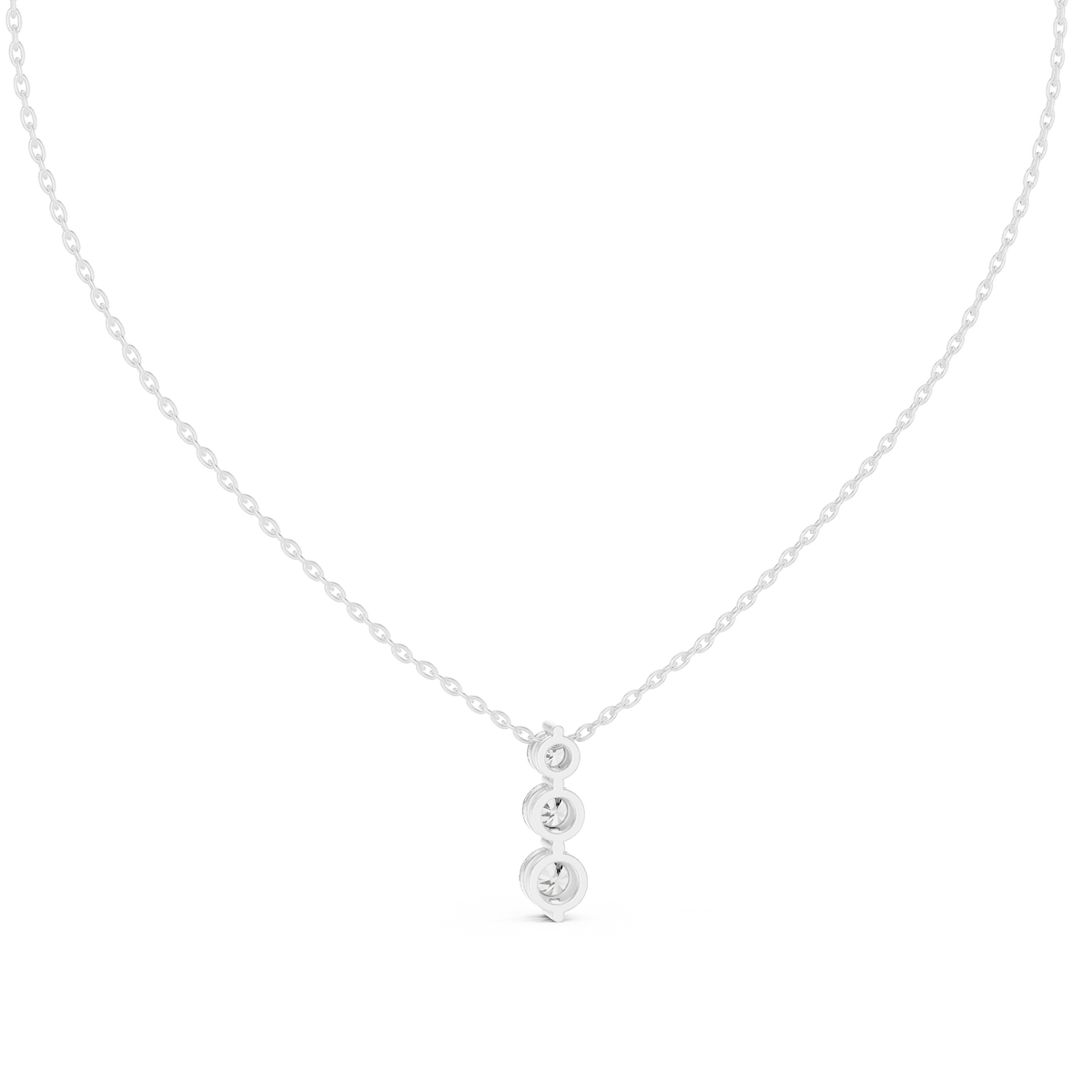 Gold 1Ct Three Stone Vertical Round Lab Grown Diamond Bethel Pendant