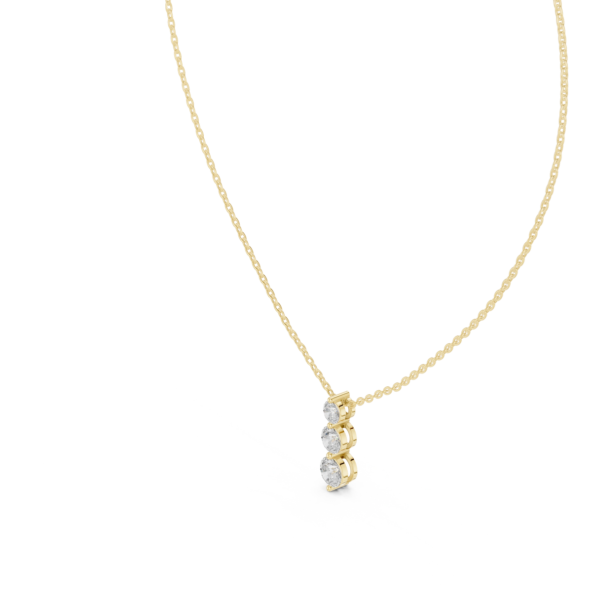 Gold 1Ct Three Stone Vertical Round Lab Grown Diamond Bethel Pendant