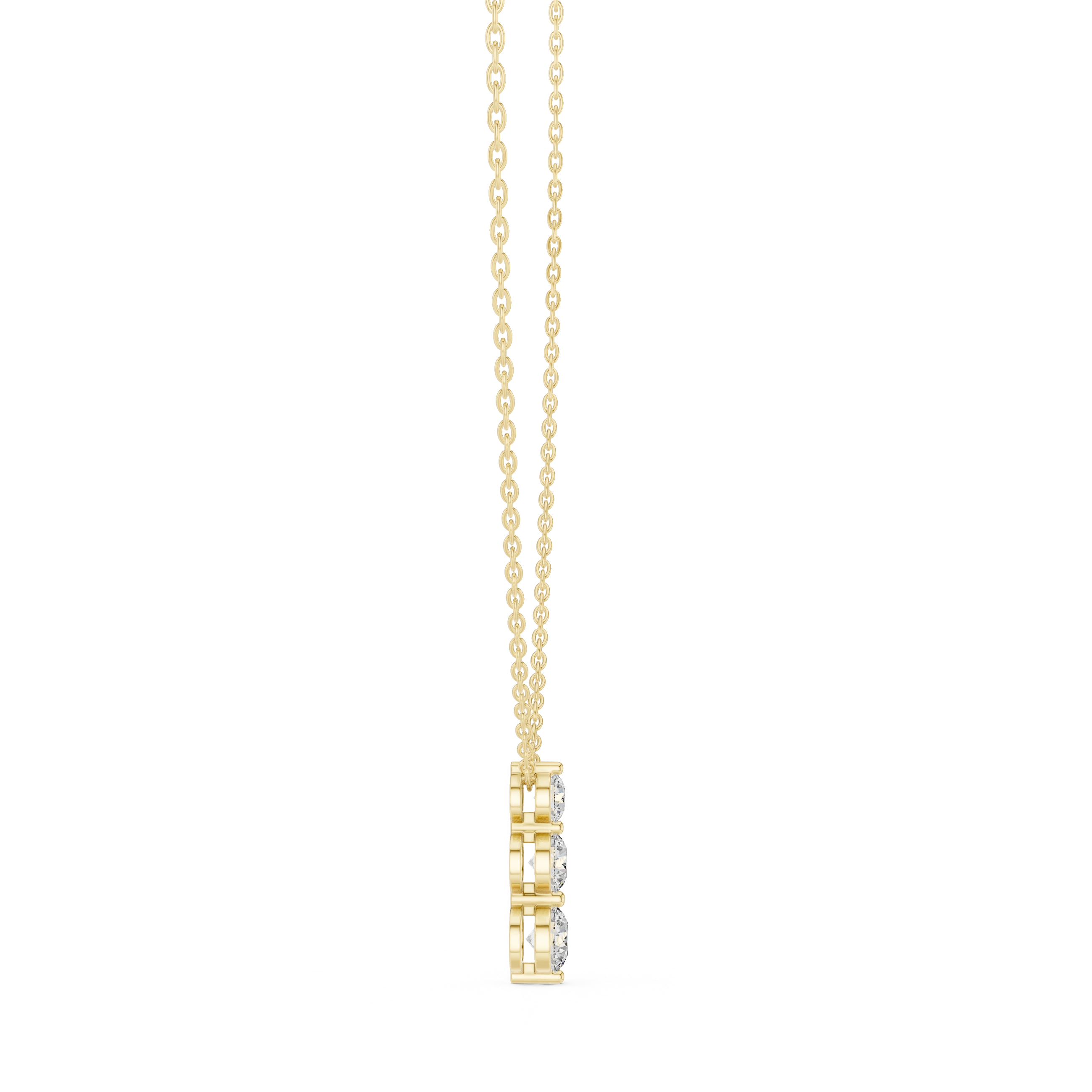 Gold 1Ct Three Stone Vertical Round Lab Grown Diamond Bethel Pendant