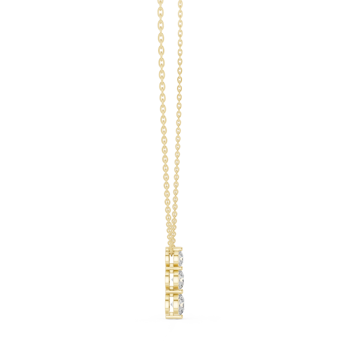 Gold 1Ct Three Stone Vertical Round Lab Grown Diamond Bethel Pendant
