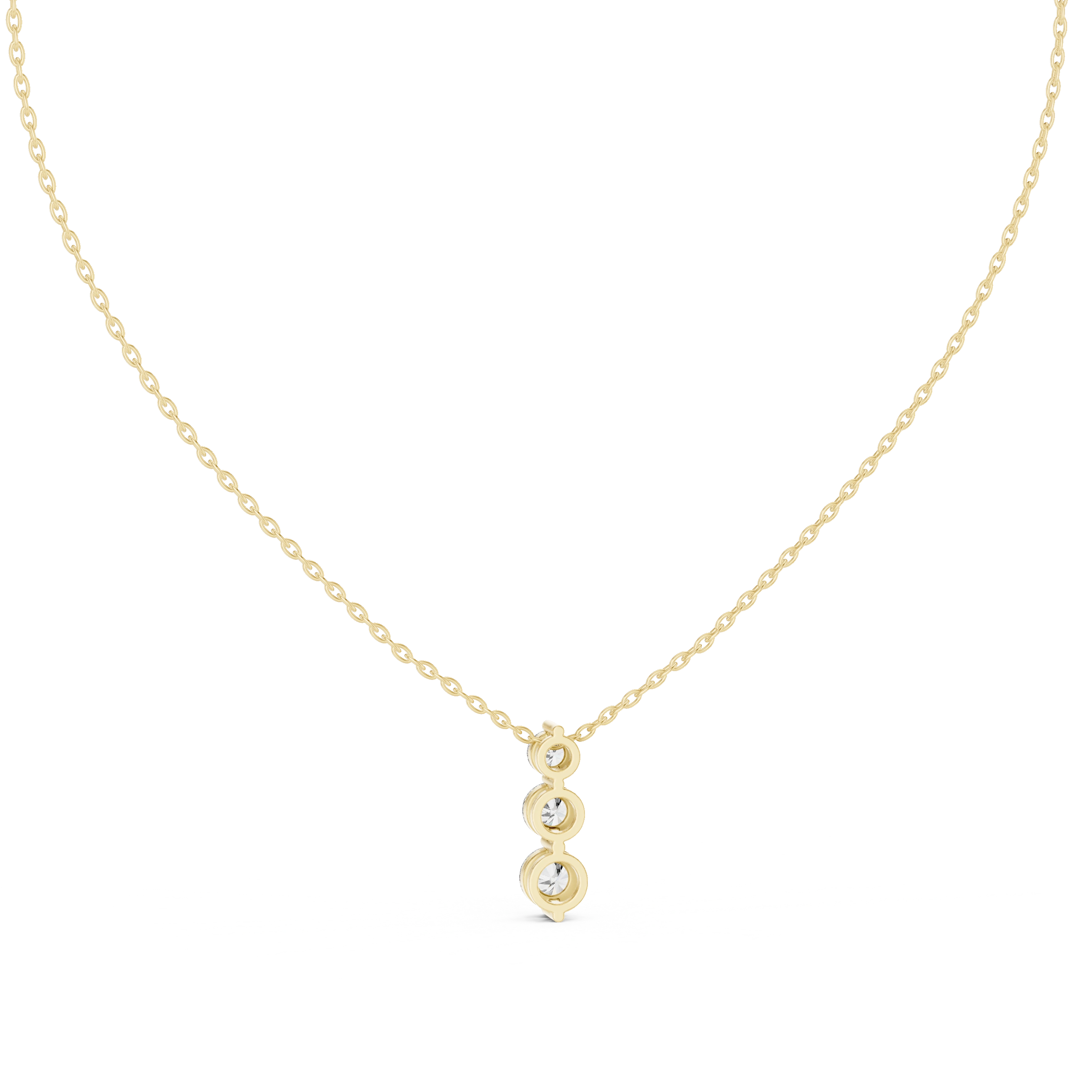 Gold 1Ct Three Stone Vertical Round Lab Grown Diamond Bethel Pendant