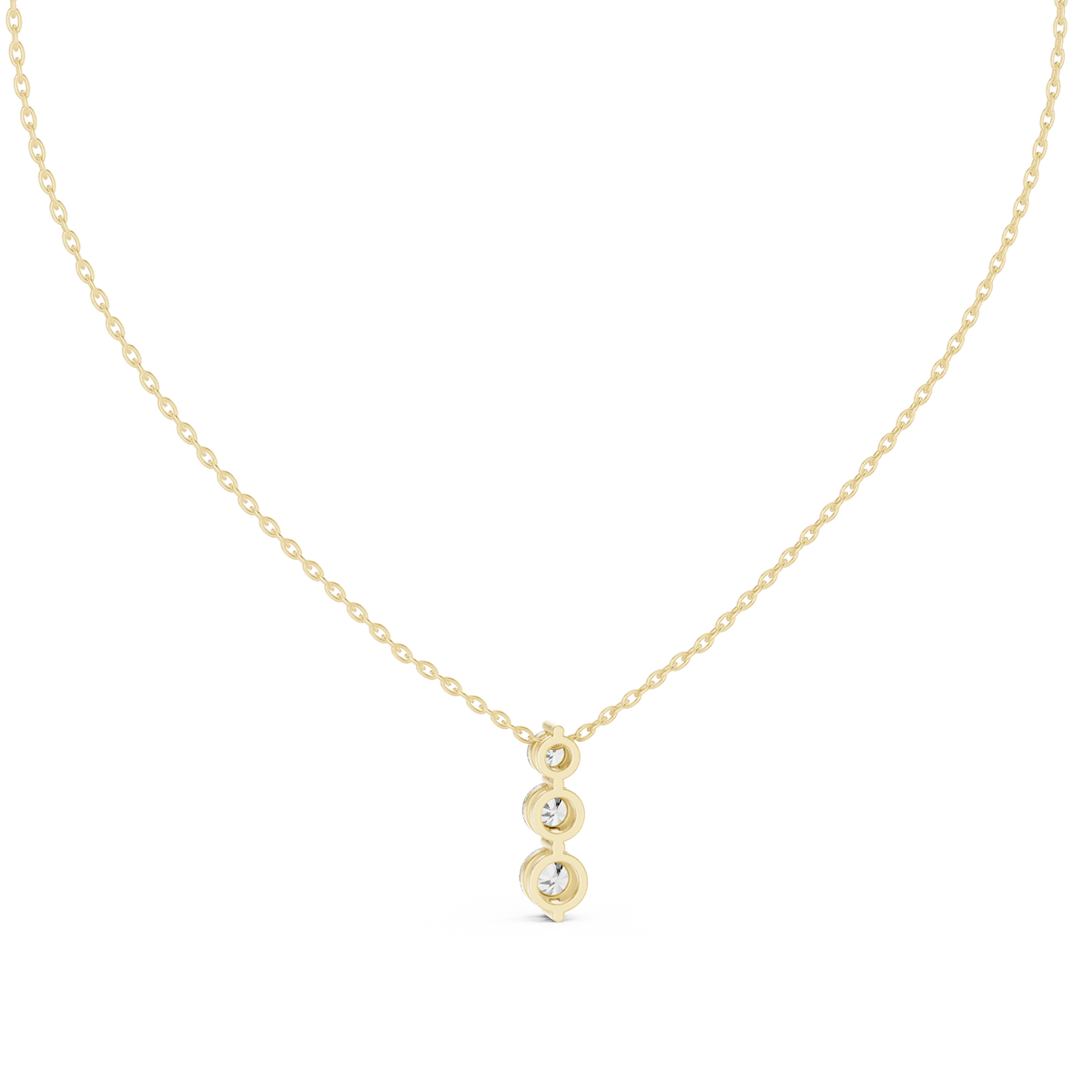 Gold 1Ct Three Stone Vertical Round Lab Grown Diamond Bethel Pendant