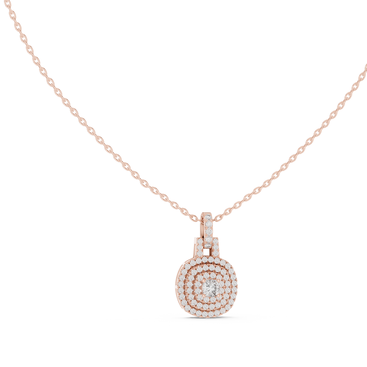 Gold 1Ct Cushion Halo Lab Grown Diamond Korelle Pendant