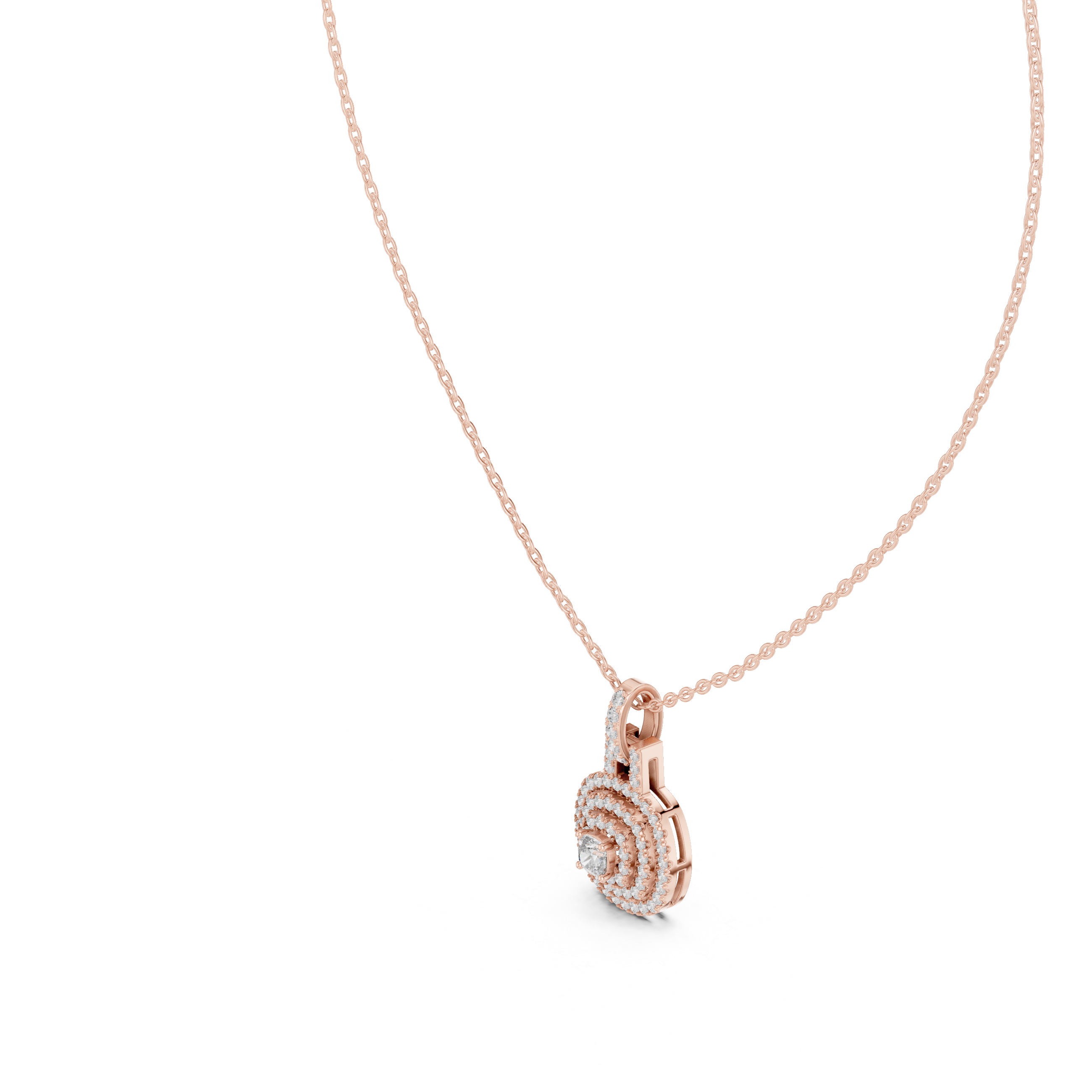 Gold 1Ct Cushion Halo Lab Grown Diamond Korelle Pendant