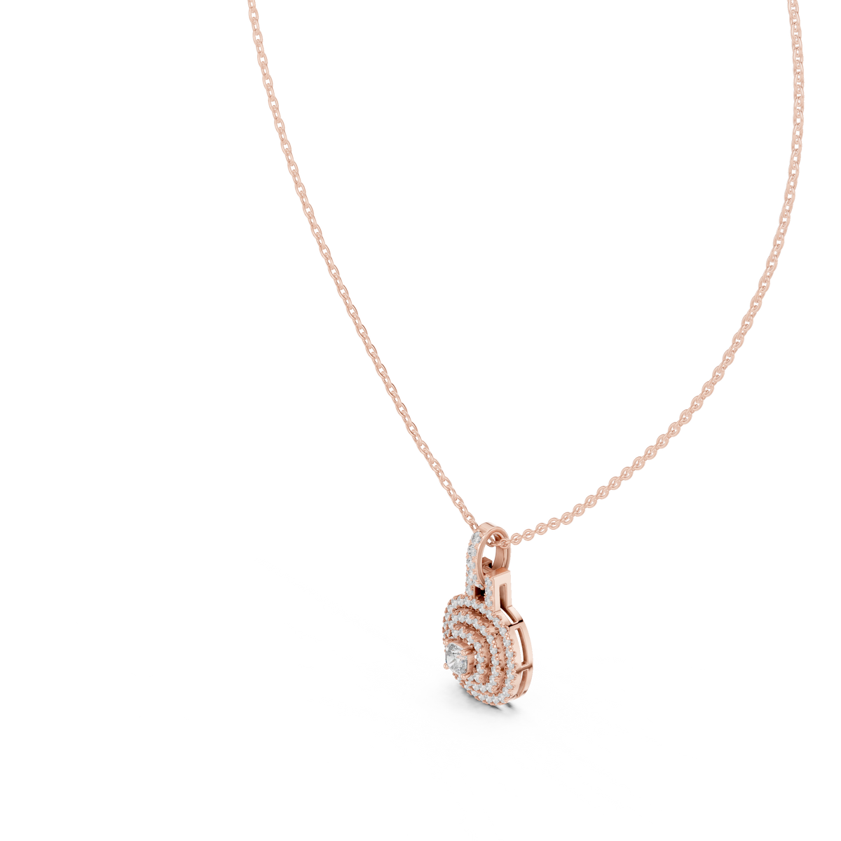 Gold 1Ct Cushion Halo Lab Grown Diamond Korelle Pendant
