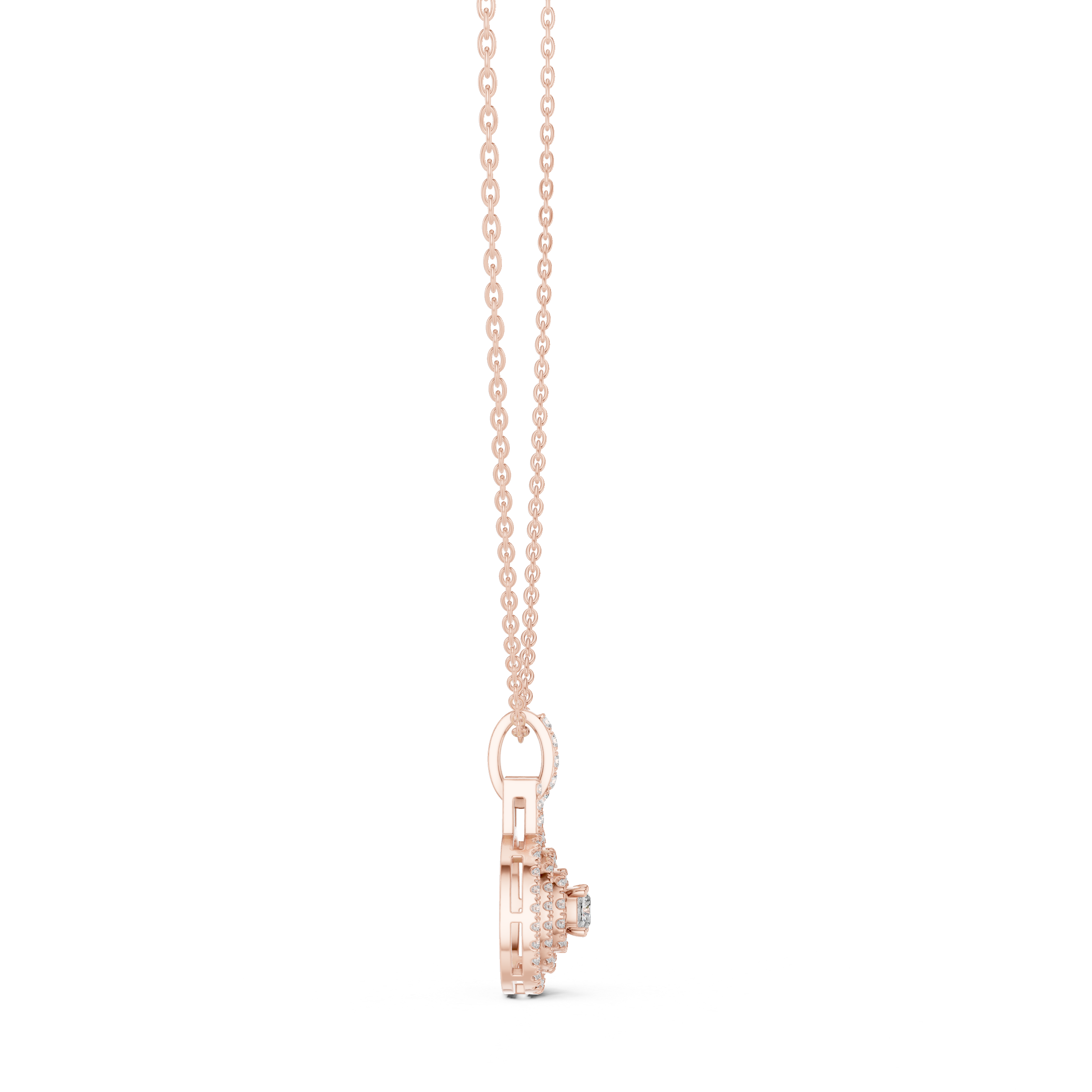 Gold 1Ct Cushion Halo Lab Grown Diamond Korelle Pendant