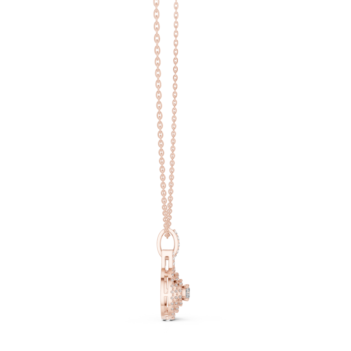 Gold 1Ct Cushion Halo Lab Grown Diamond Korelle Pendant
