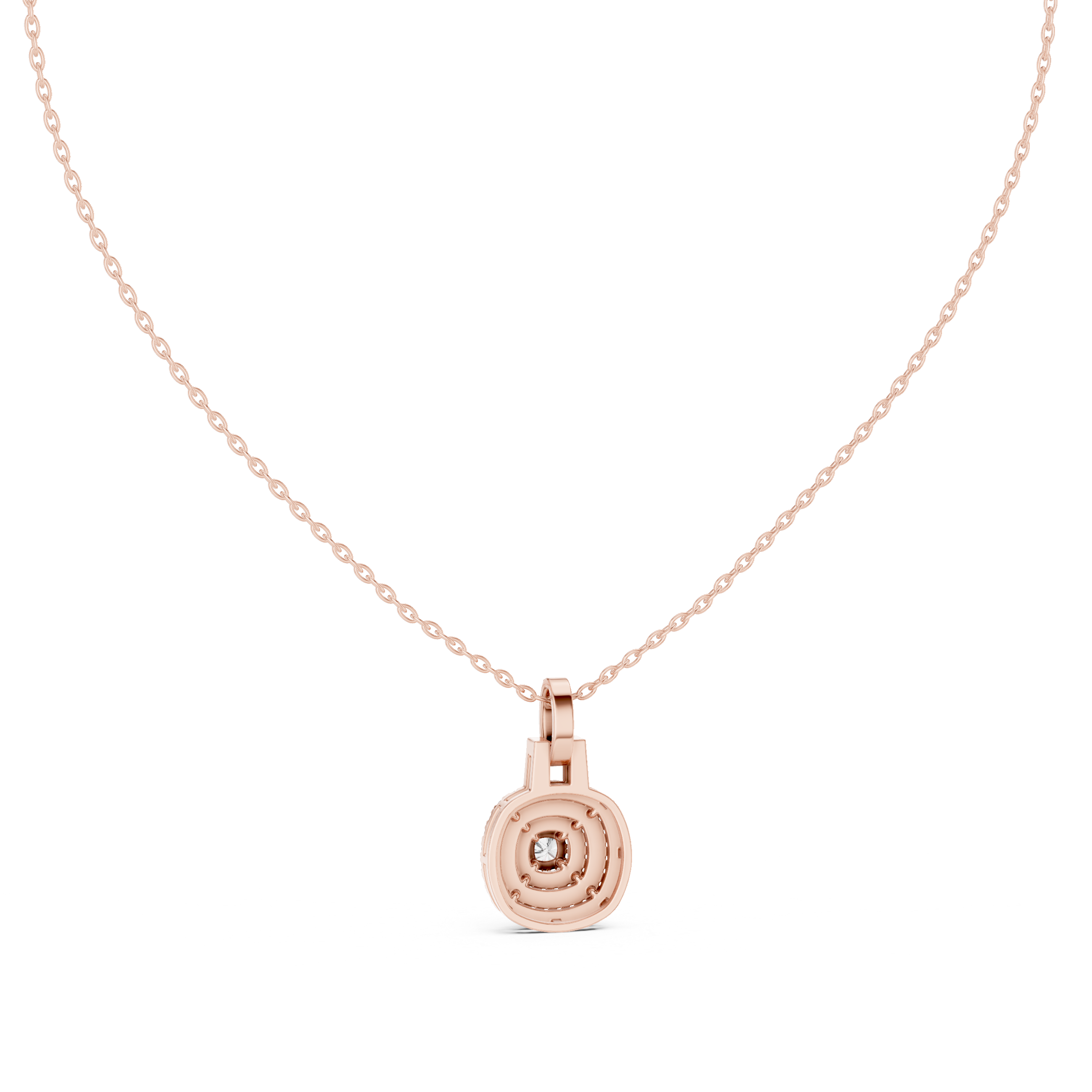 Gold 1Ct Cushion Halo Lab Grown Diamond Korelle Pendant