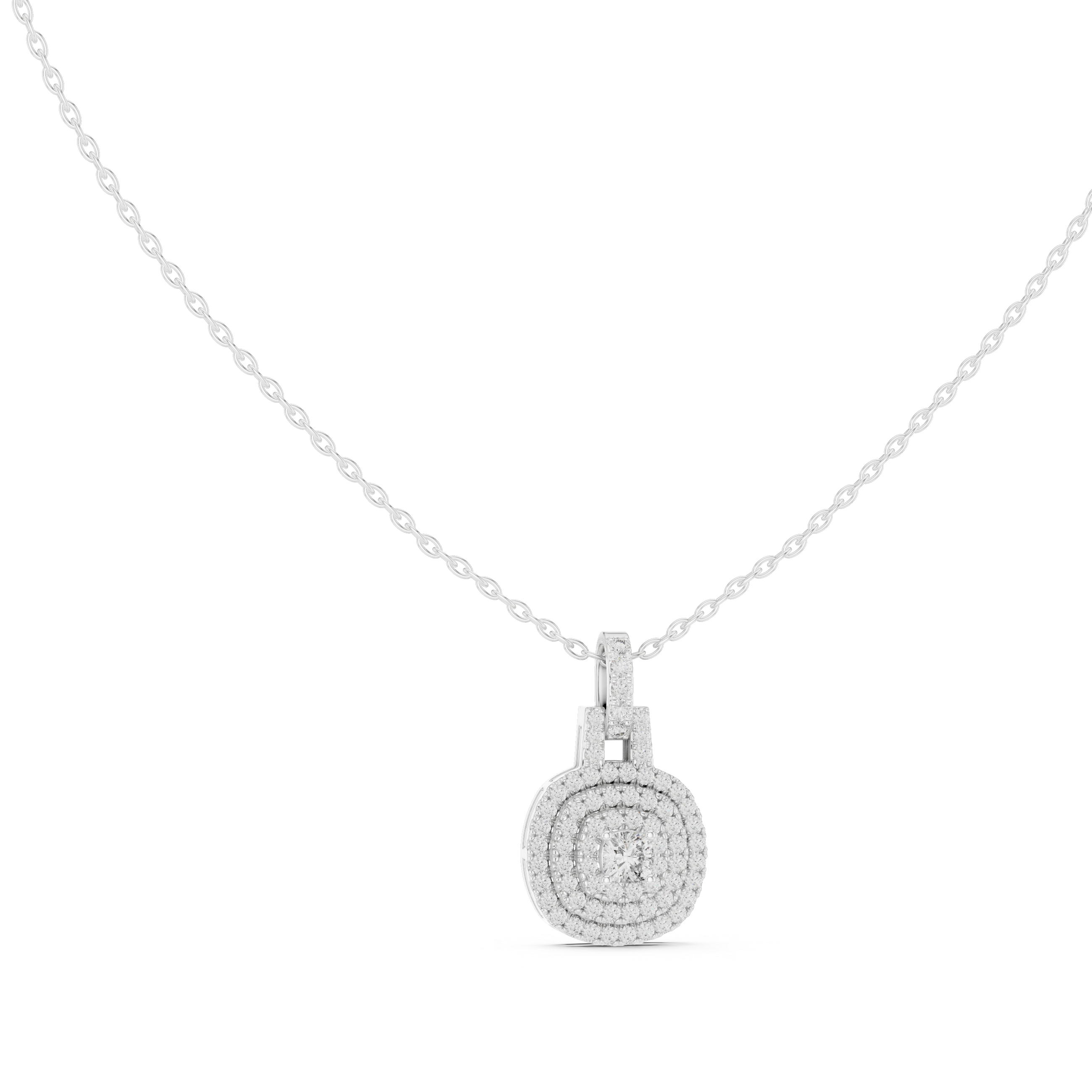 Gold 1Ct Cushion Halo Lab Grown Diamond Korelle Pendant