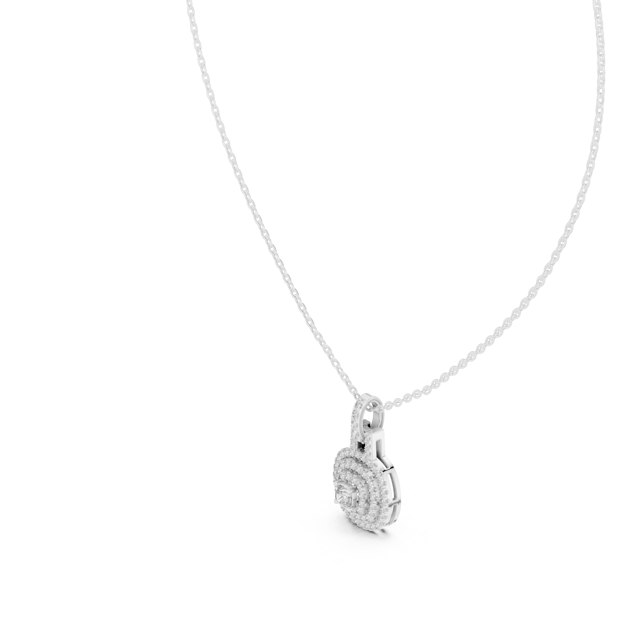 Gold 1Ct Cushion Halo Lab Grown Diamond Korelle Pendant