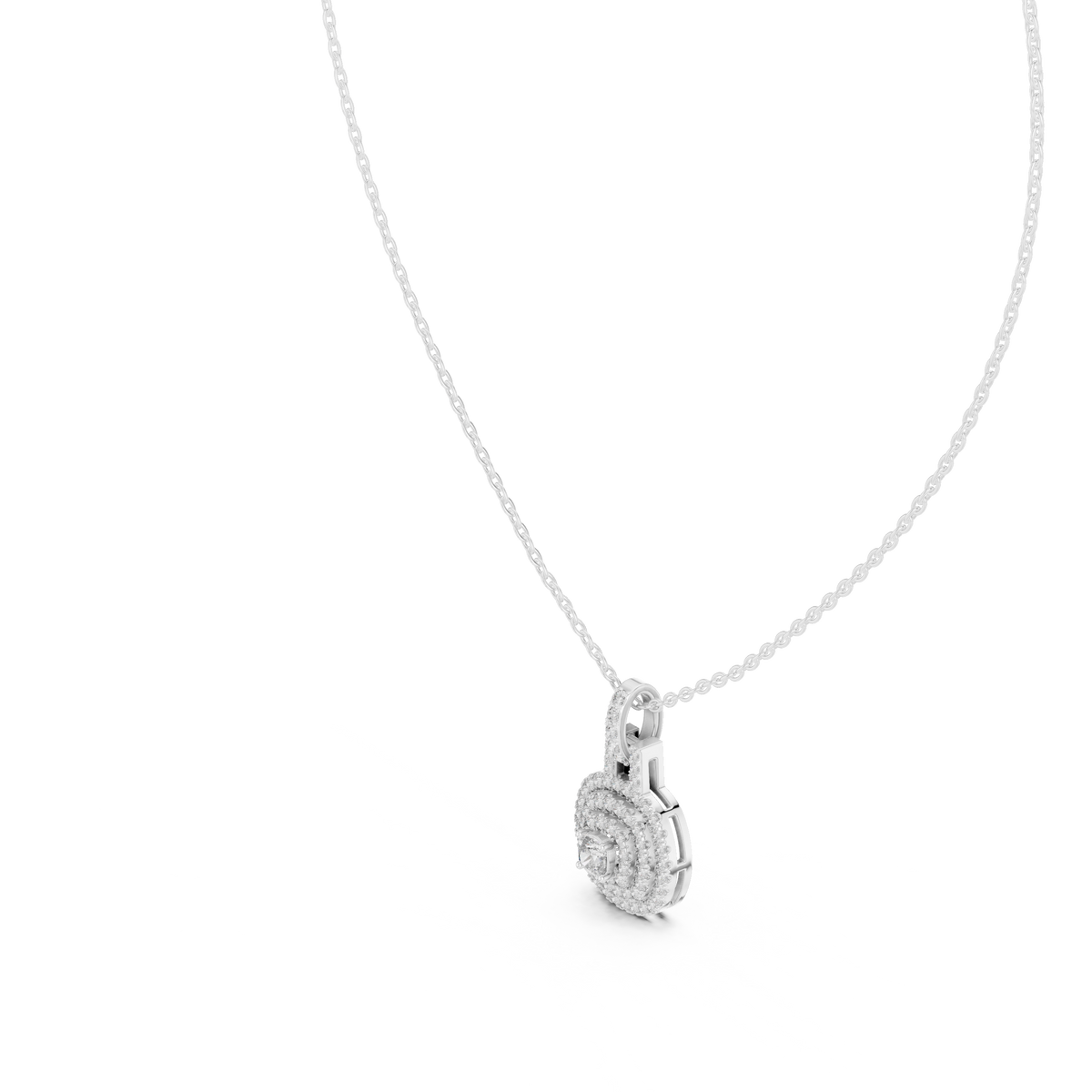 Gold 1Ct Cushion Halo Lab Grown Diamond Korelle Pendant