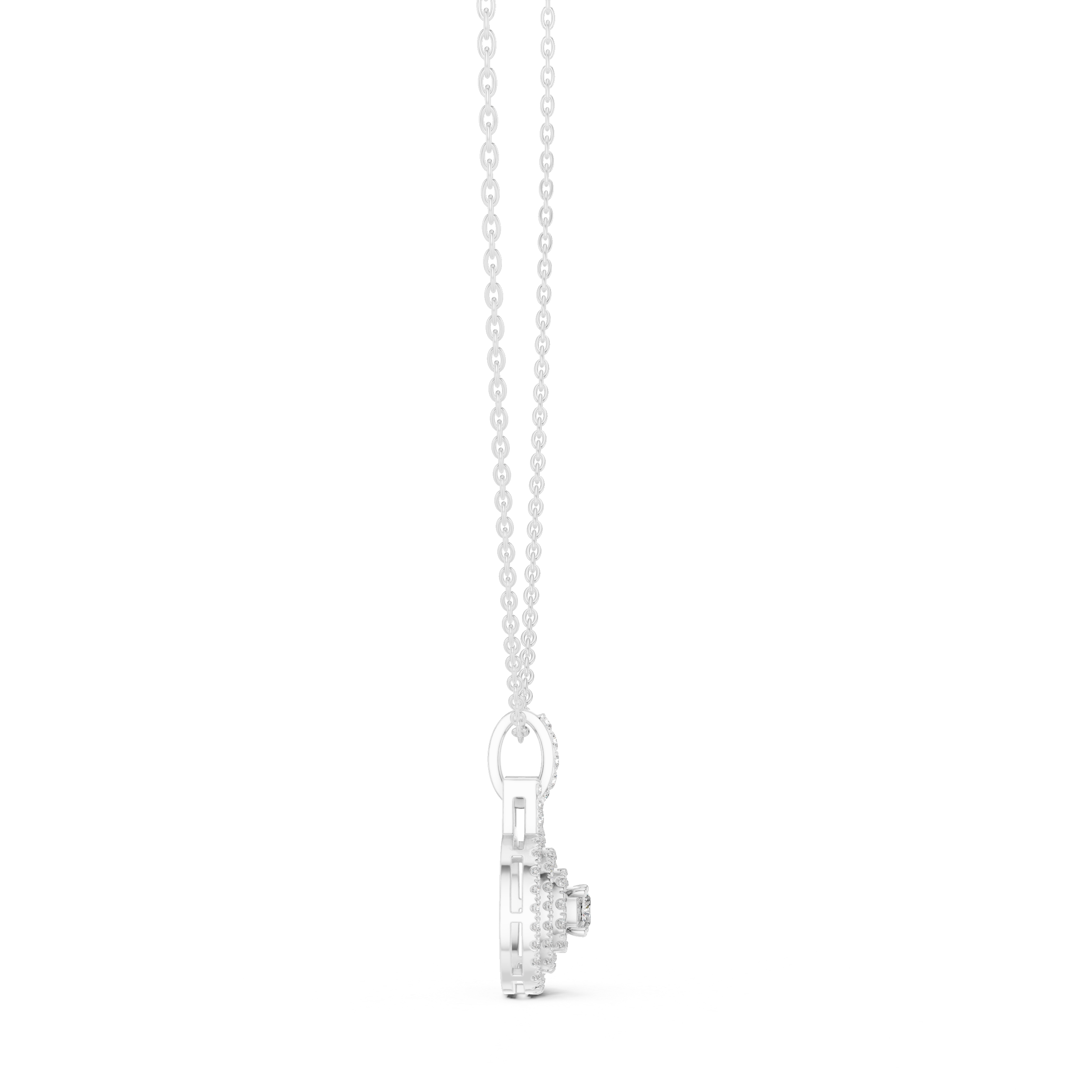 Gold 1Ct Cushion Halo Lab Grown Diamond Korelle Pendant