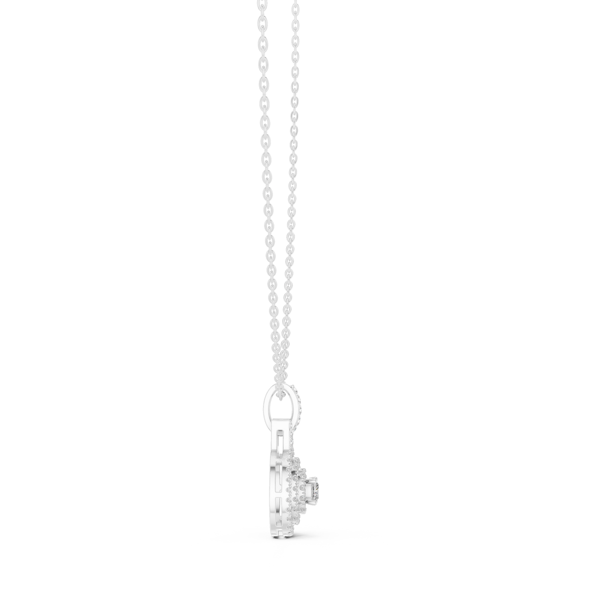 Gold 1Ct Cushion Halo Lab Grown Diamond Korelle Pendant