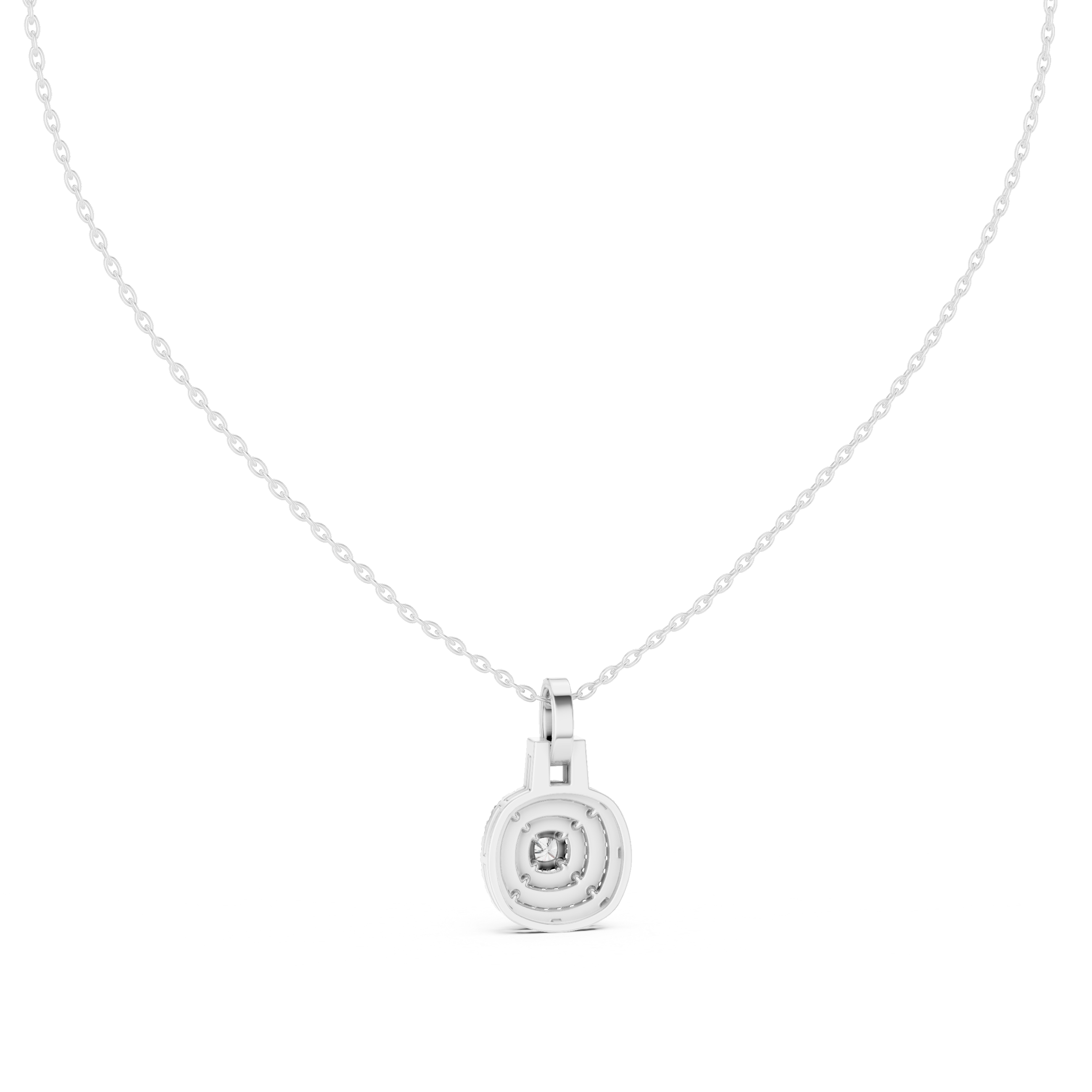 Gold 1Ct Cushion Halo Lab Grown Diamond Korelle Pendant