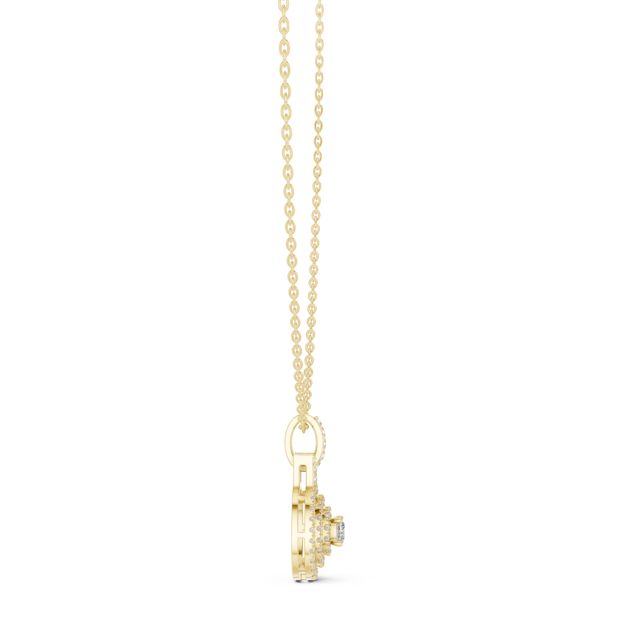 Gold 1Ct Cushion Halo Lab Grown Diamond Korelle Pendant