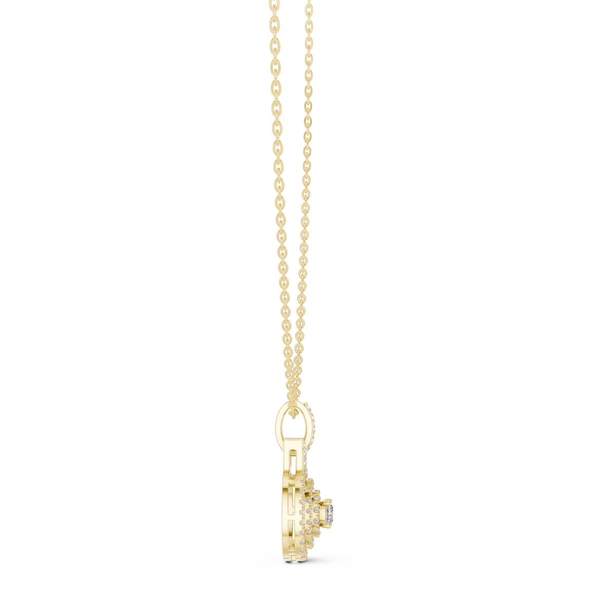 Gold 1Ct Cushion Halo Lab Grown Diamond Korelle Pendant