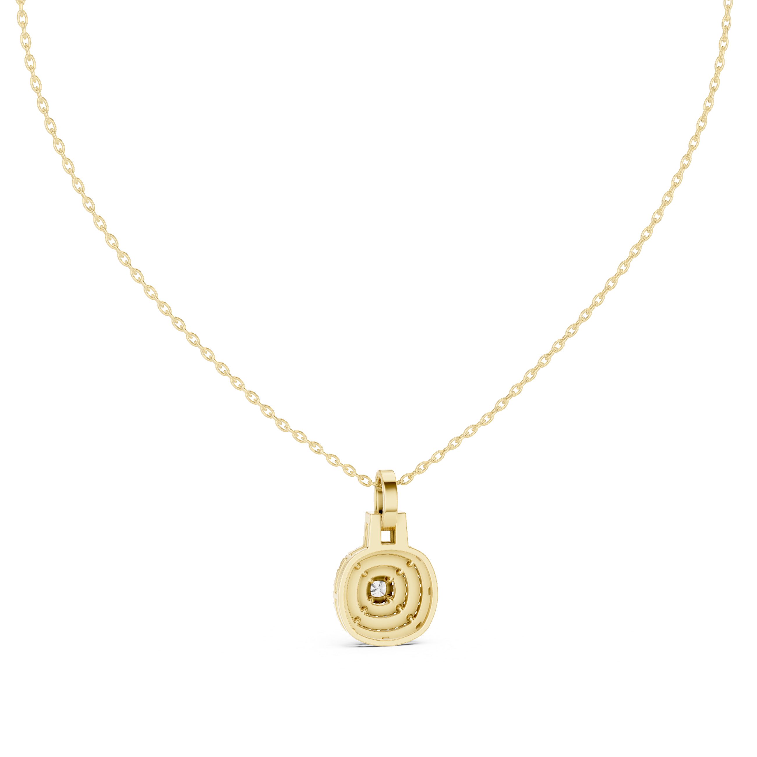 Gold 1Ct Cushion Halo Lab Grown Diamond Korelle Pendant