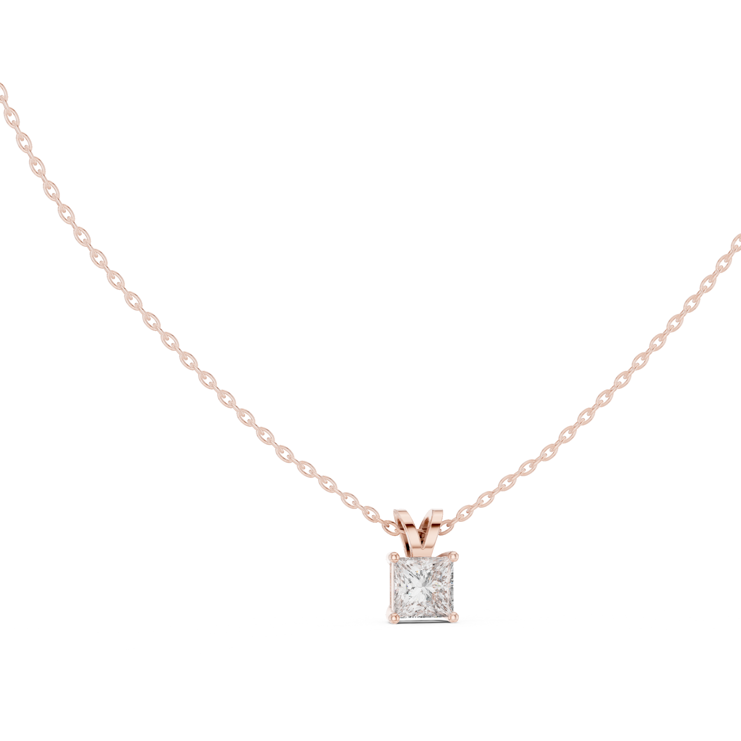 Gold 1Ct Princess Solitaire Lab Grown Diamond Evoris Pendant