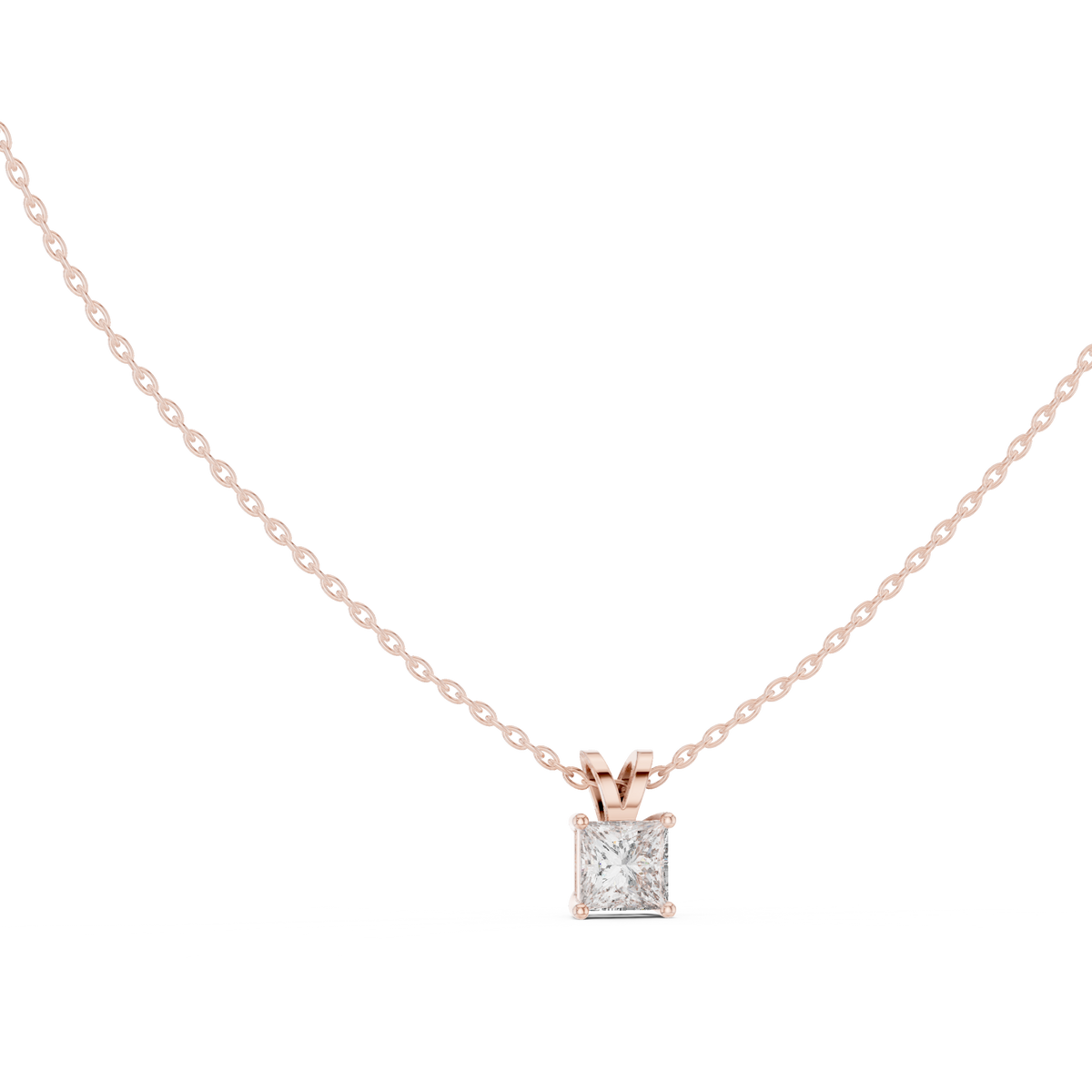 Gold 1Ct Princess Solitaire Lab Grown Diamond Evoris Pendant