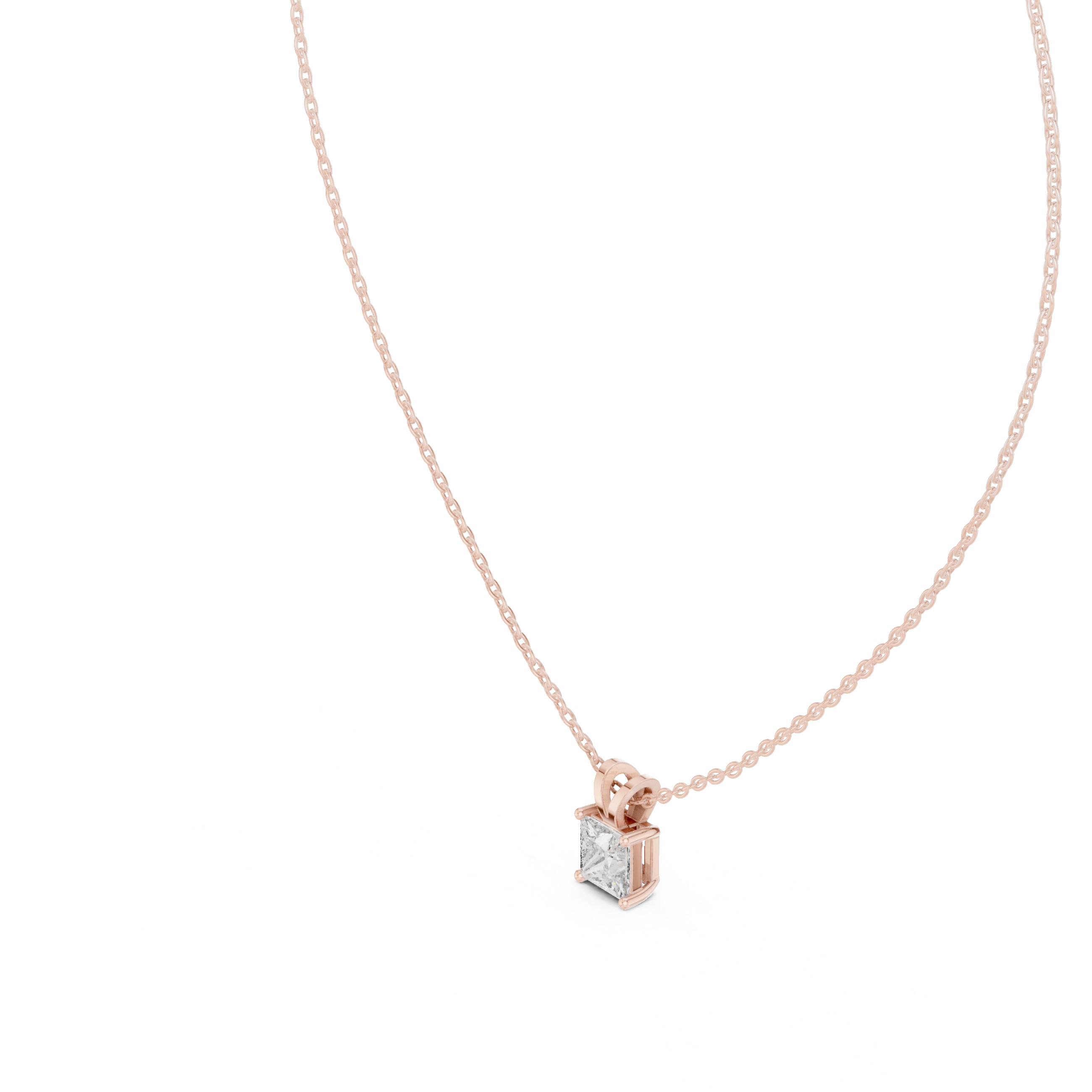 Gold 1Ct Princess Solitaire Lab Grown Diamond Evoris Pendant