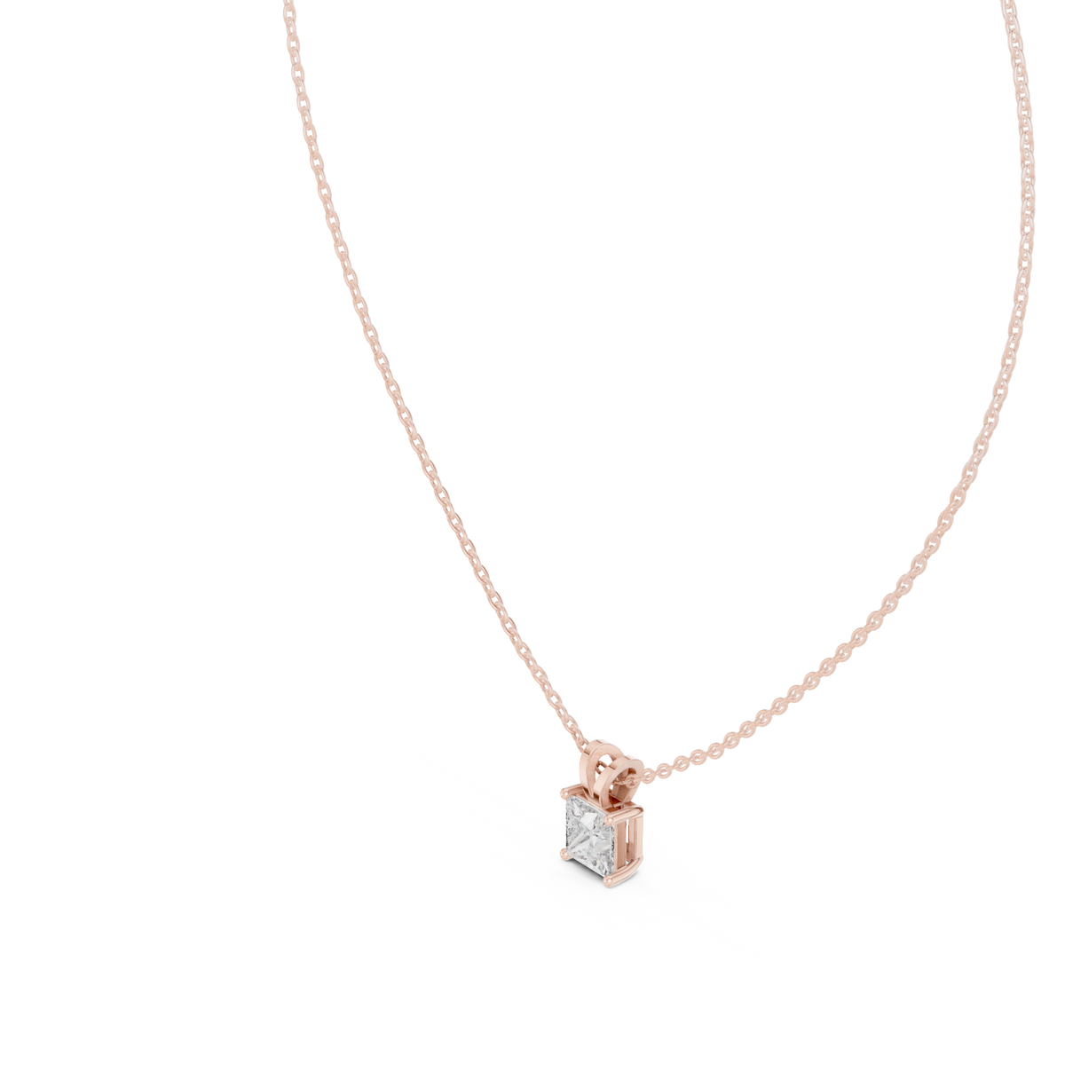 Gold 1Ct Princess Solitaire Lab Grown Diamond Evoris Pendant