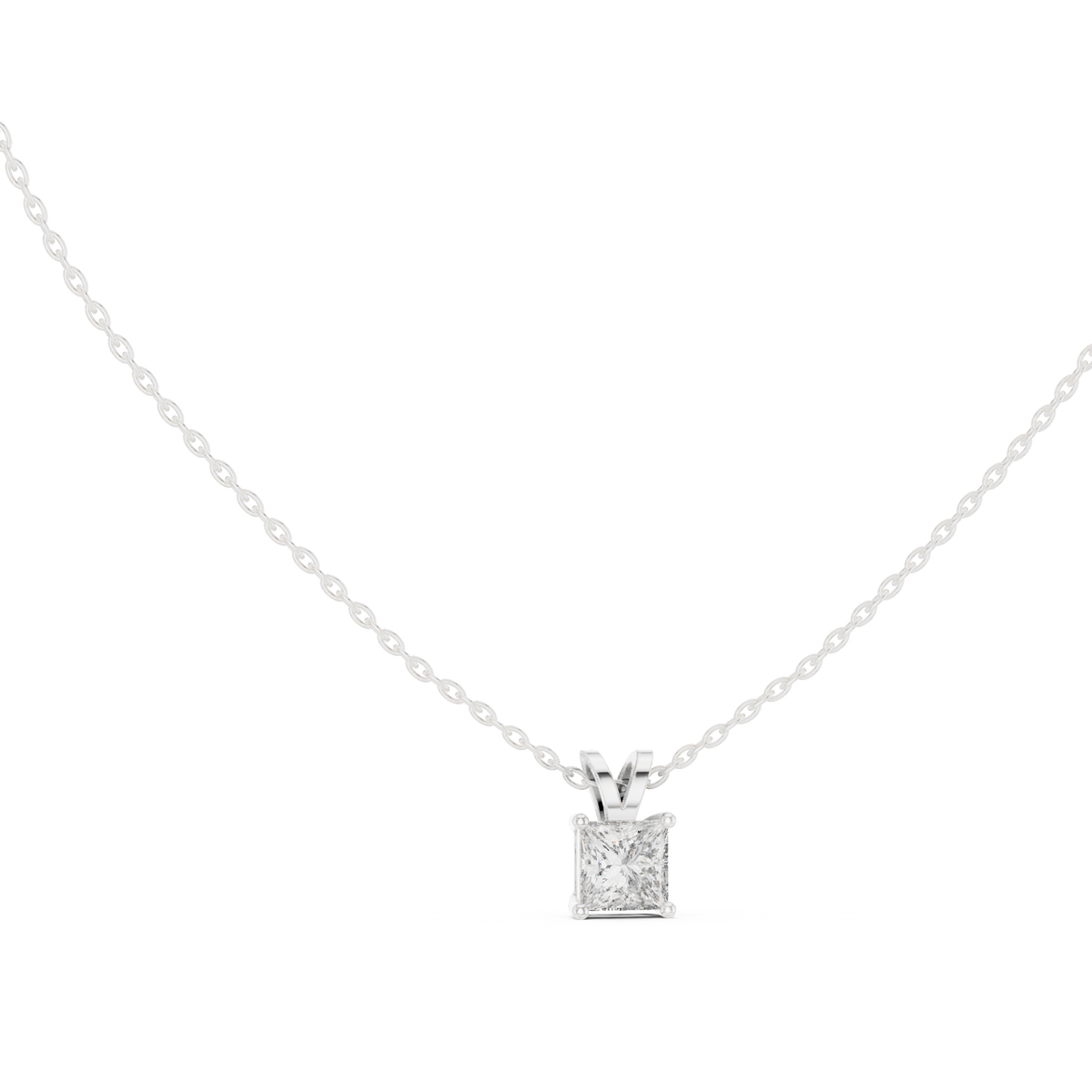 Gold 1Ct Princess Solitaire Lab Grown Diamond Evoris Pendant