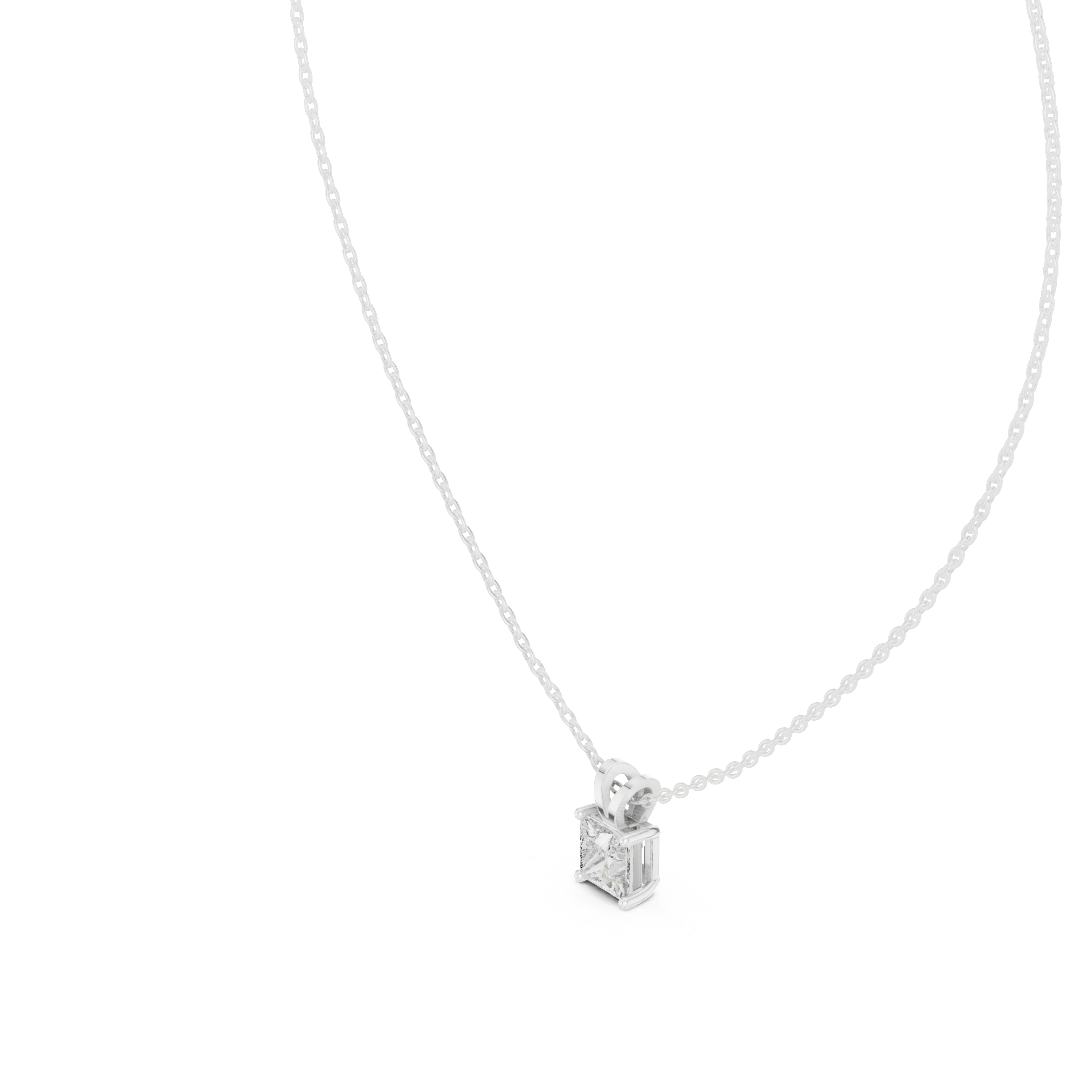 Gold 1Ct Princess Solitaire Lab Grown Diamond Evoris Pendant
