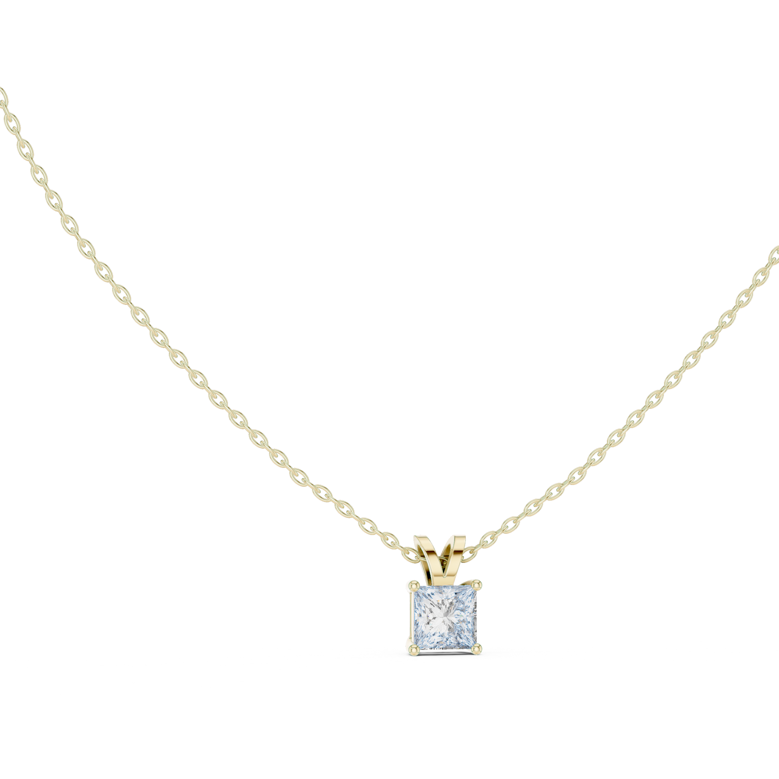 Gold 1Ct Princess Solitaire Lab Grown Diamond Evoris Pendant