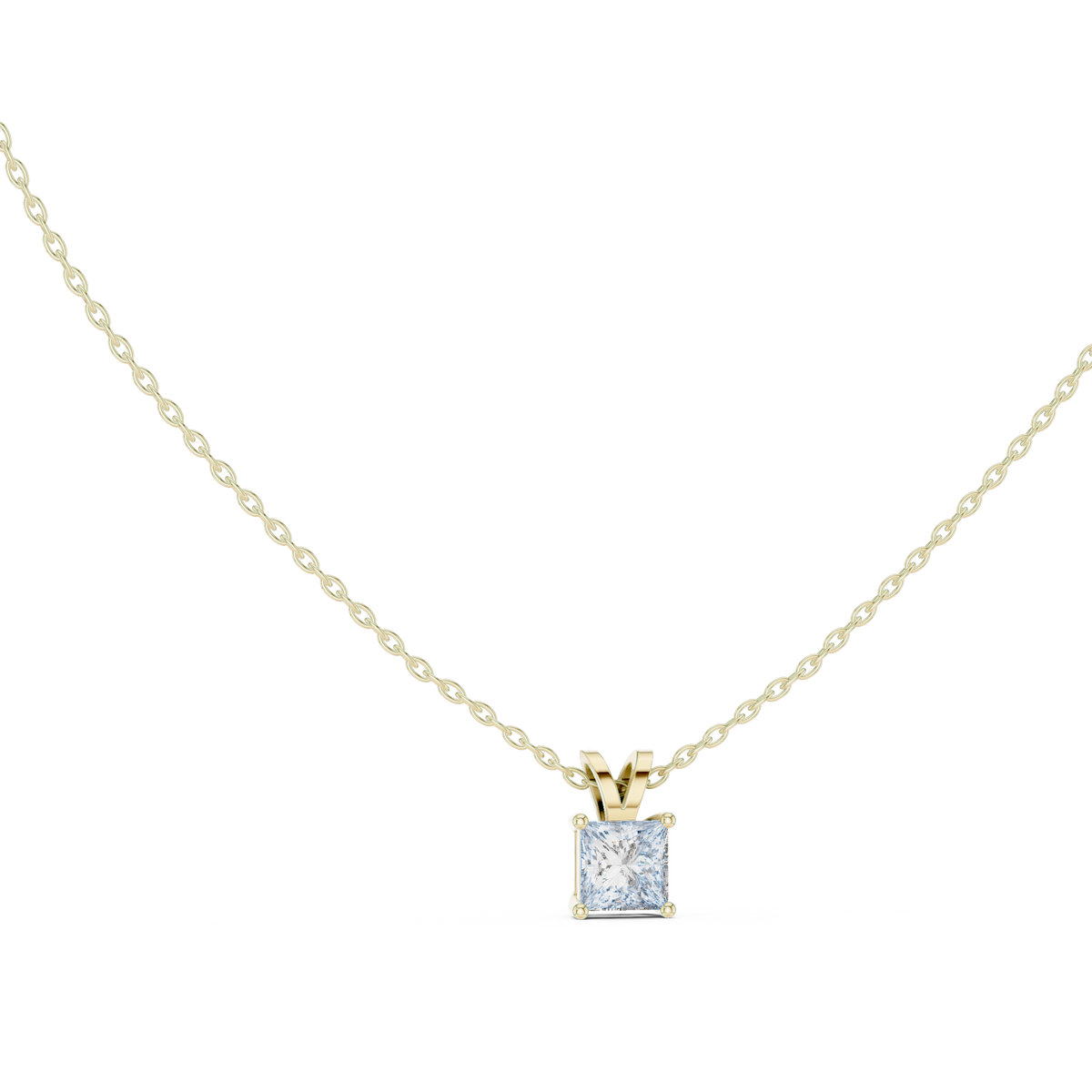 Gold 1Ct Princess Solitaire Lab Grown Diamond Evoris Pendant