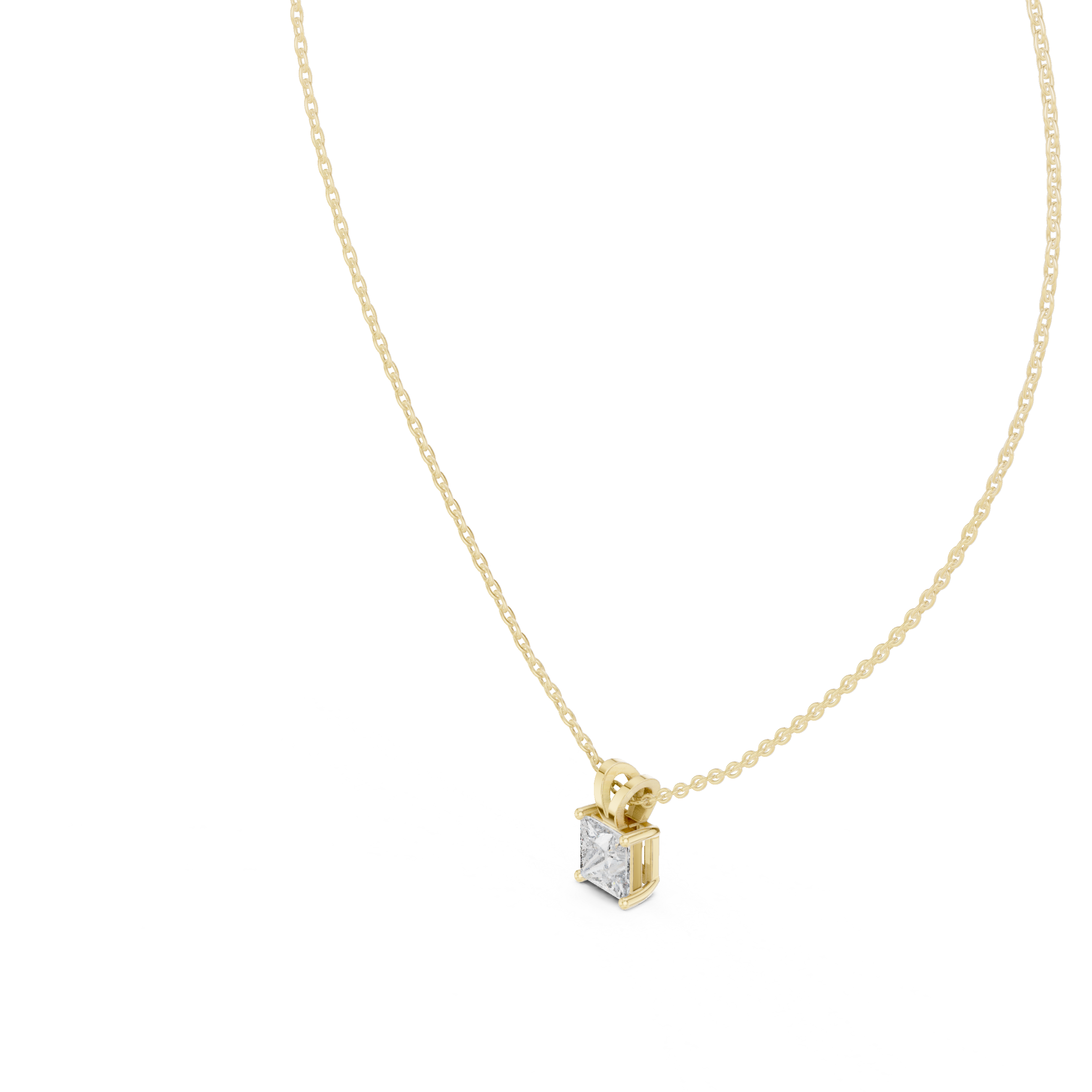 Gold 1Ct Princess Solitaire Lab Grown Diamond Evoris Pendant