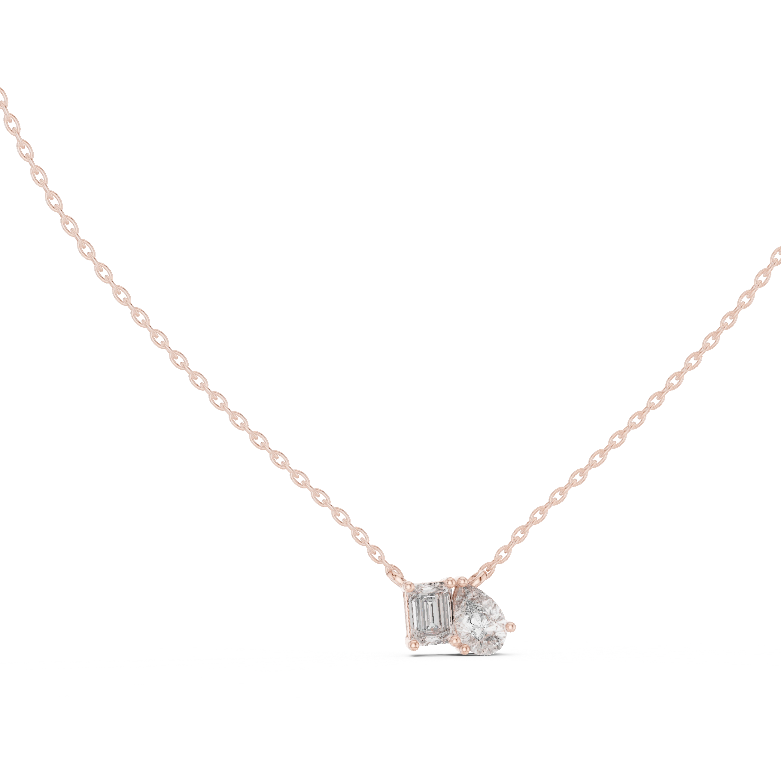 Gold 1Ct Prongs Two Stone Emerald Pear Lab Grown Diamond Callum Pendant
