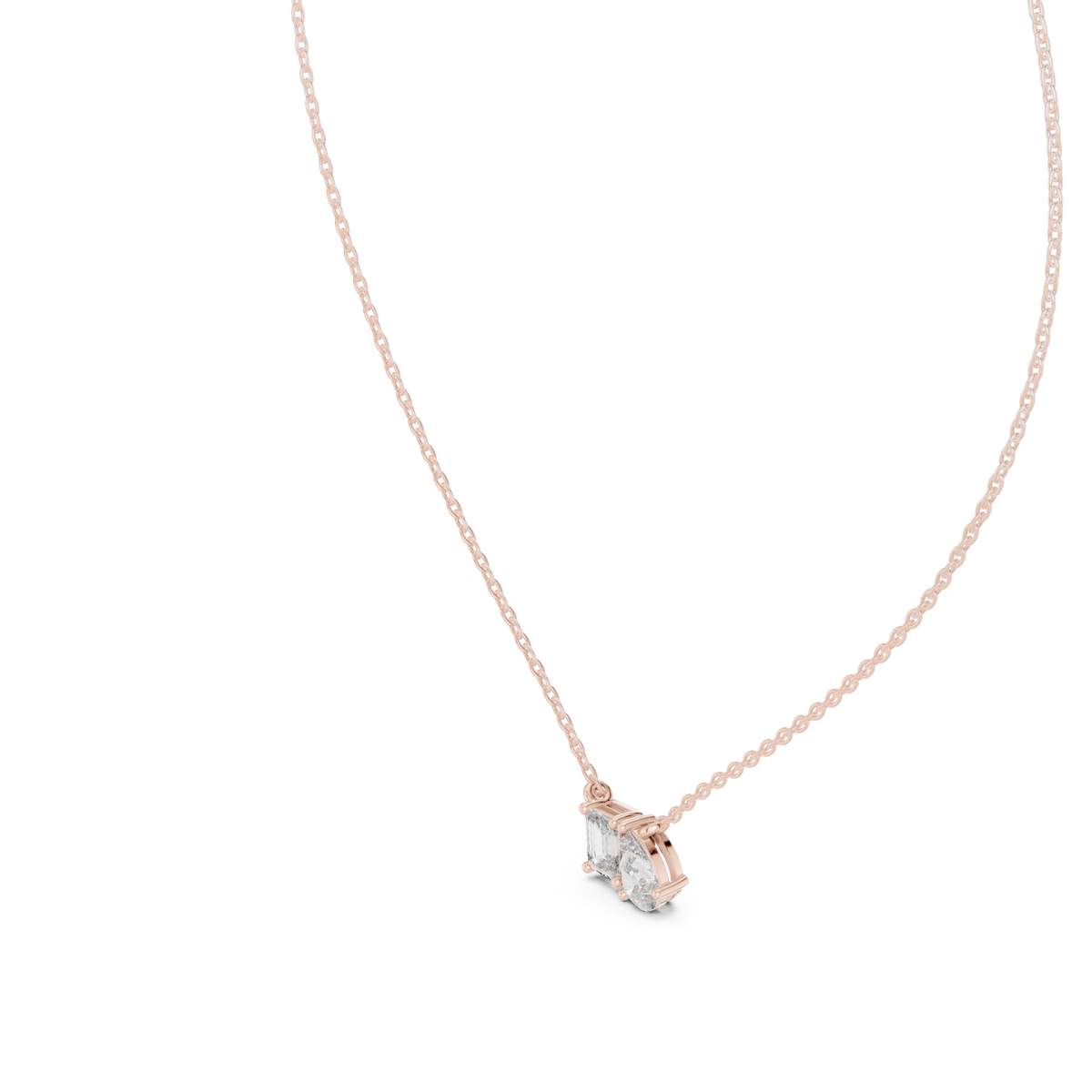 Gold 1Ct Prongs Two Stone Emerald Pear Lab Grown Diamond Callum Pendant