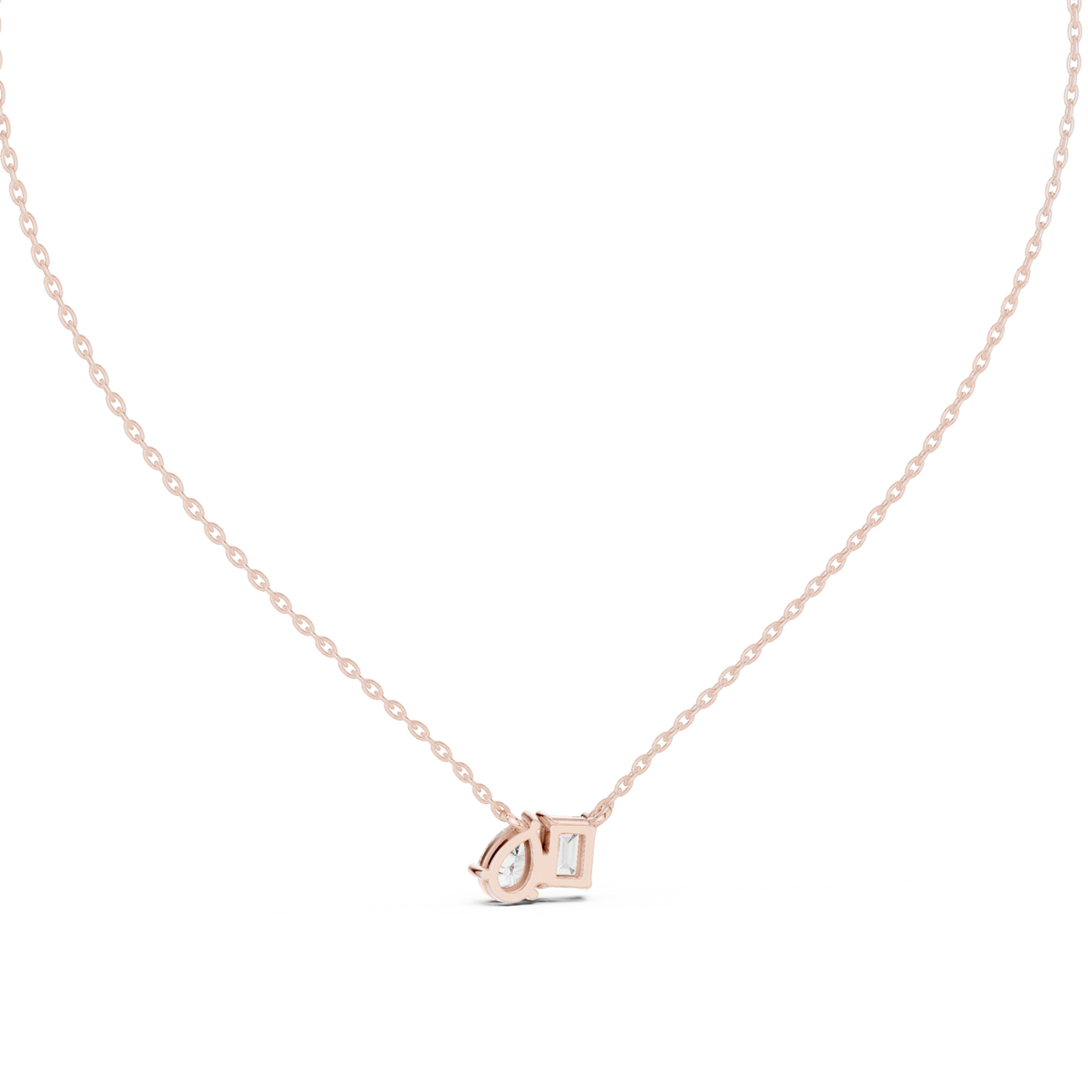 Gold 1Ct Prongs Two Stone Emerald Pear Lab Grown Diamond Callum Pendant