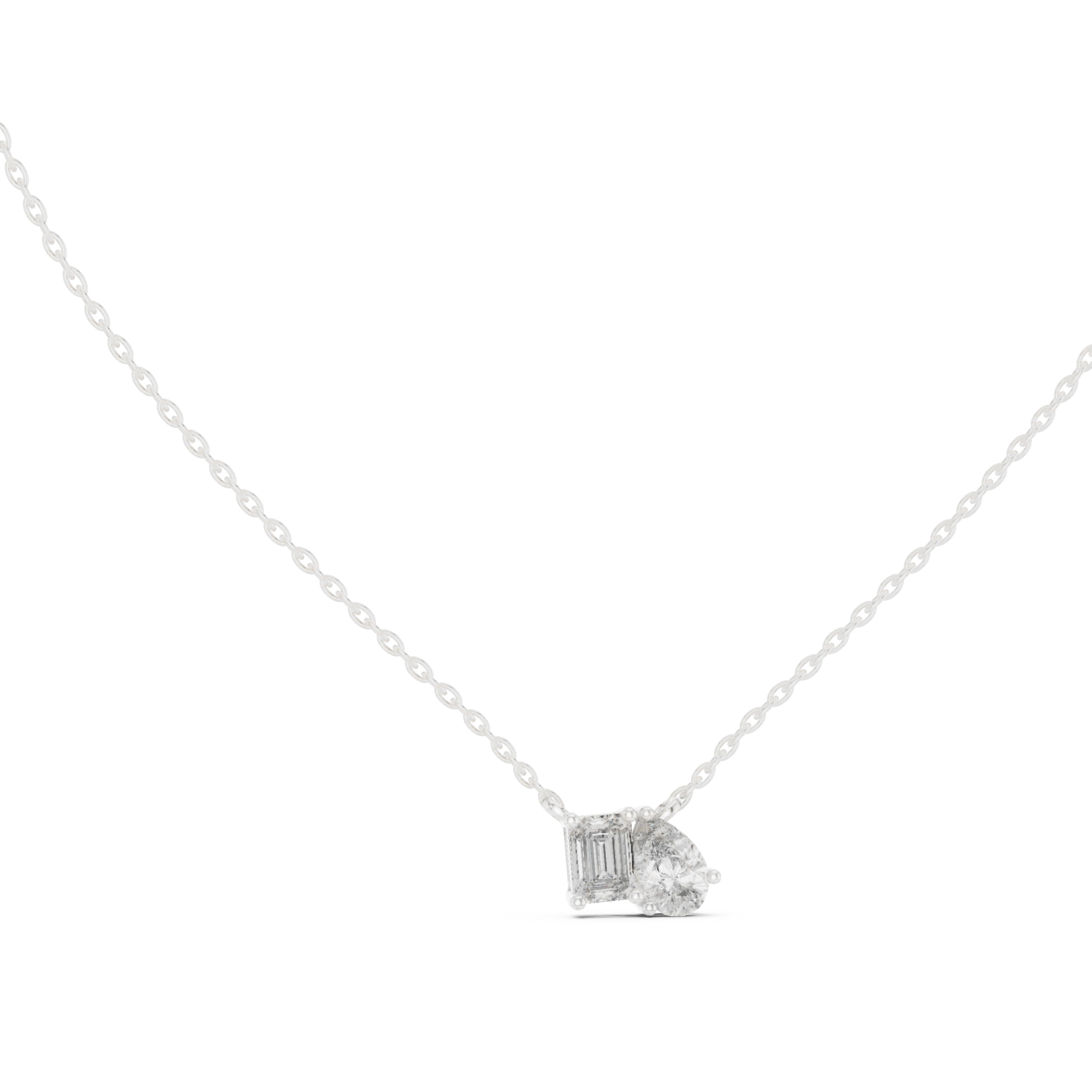 Gold 1Ct Prongs Two Stone Emerald Pear Lab Grown Diamond Callum Pendant