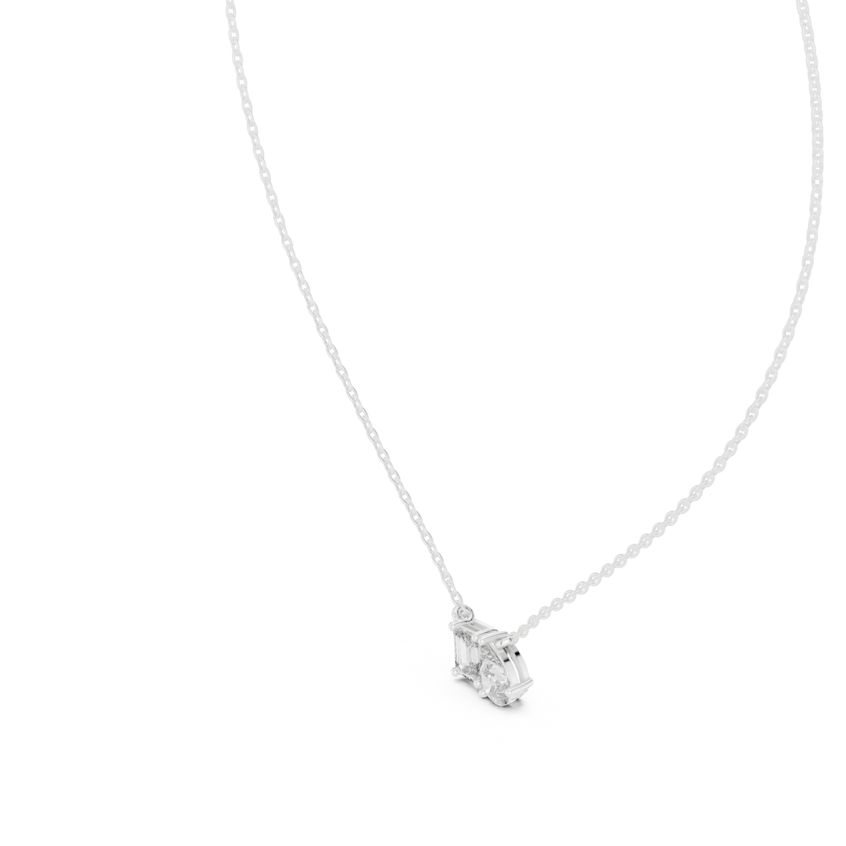 Gold 1Ct Prongs Two Stone Emerald Pear Lab Grown Diamond Callum Pendant