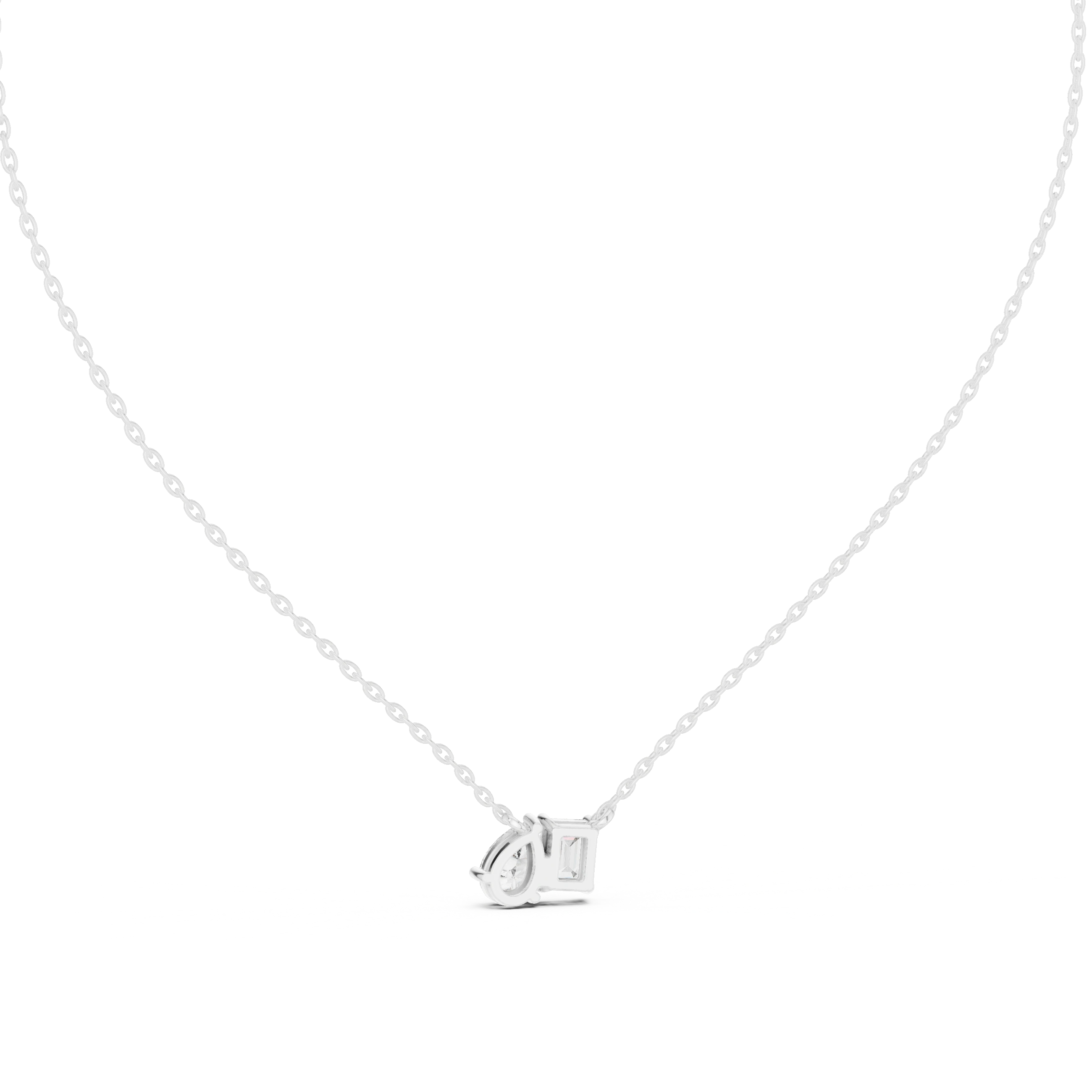 Gold 1Ct Prongs Two Stone Emerald Pear Lab Grown Diamond Callum Pendant
