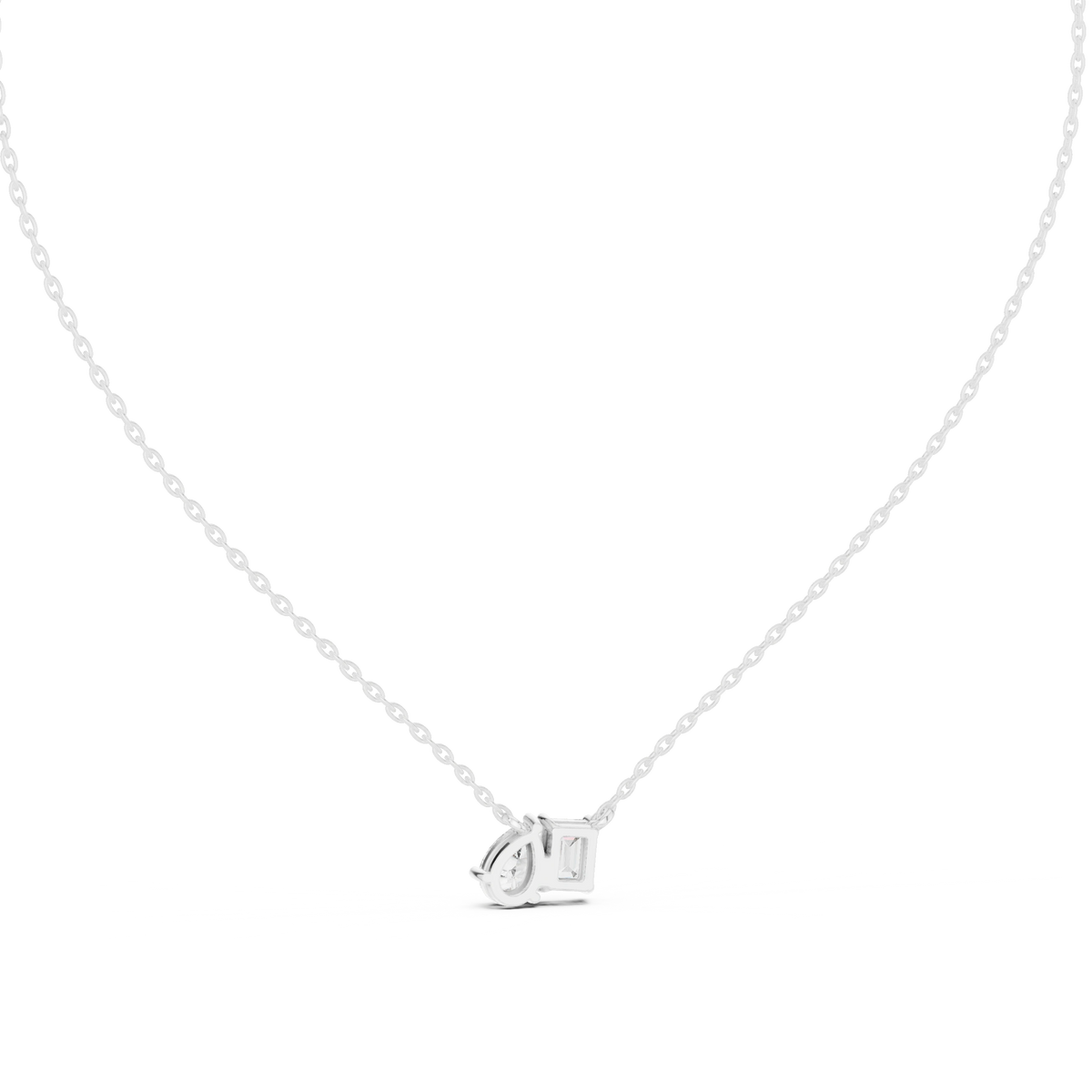 Gold 1Ct Prongs Two Stone Emerald Pear Lab Grown Diamond Callum Pendant