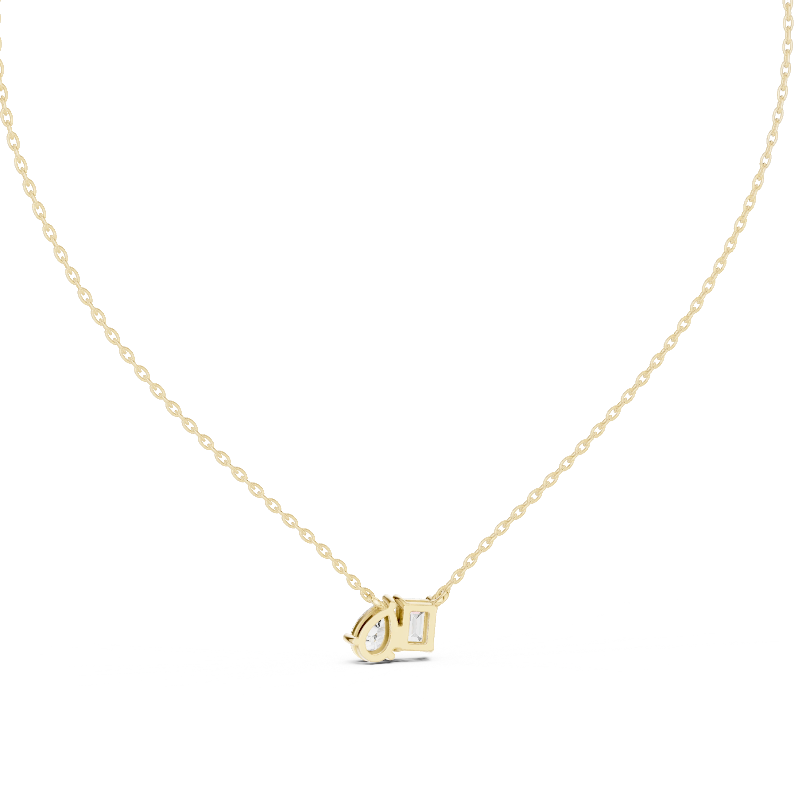 Gold 1Ct Prongs Two Stone Emerald Pear Lab Grown Diamond Callum Pendant