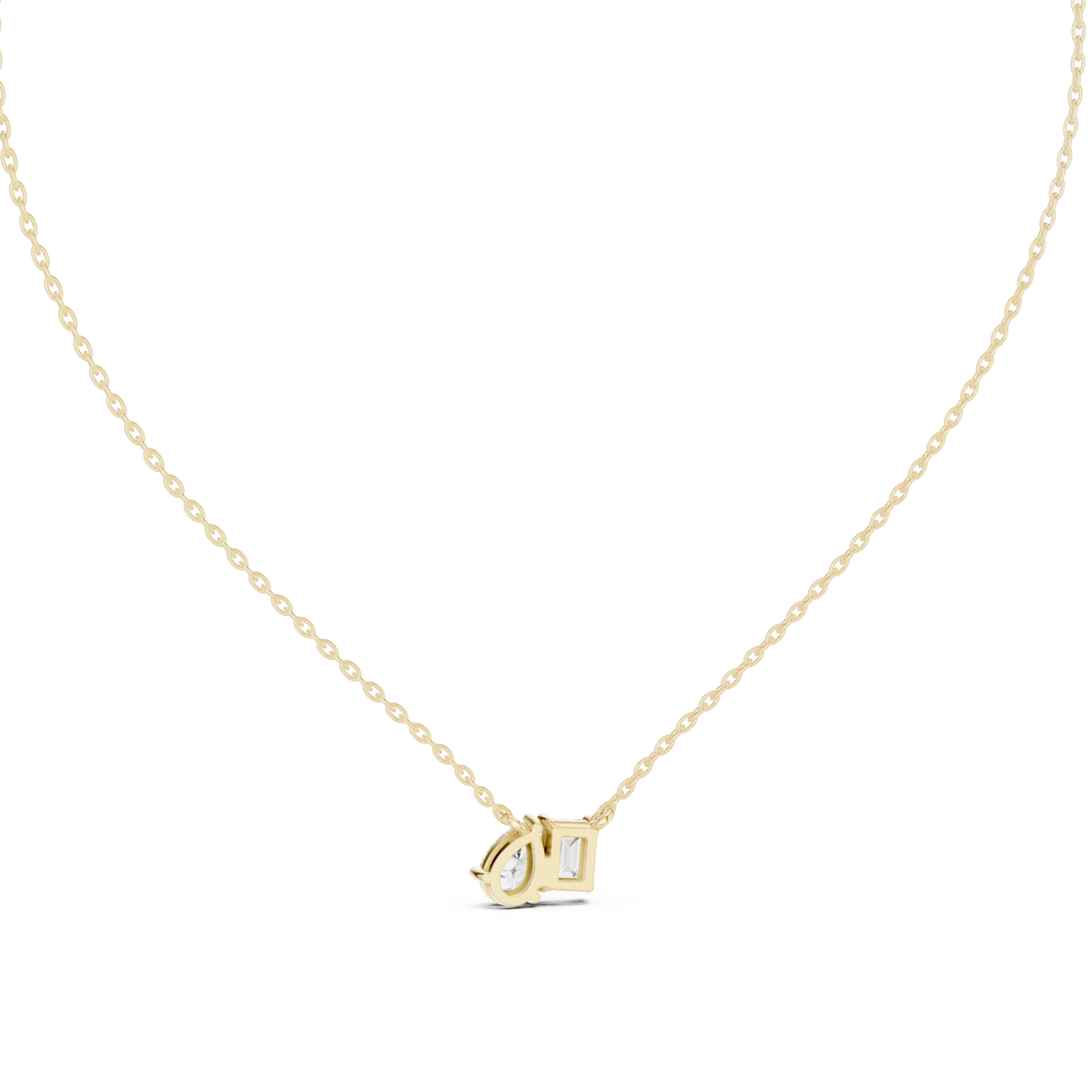 Gold 1Ct Prongs Two Stone Emerald Pear Lab Grown Diamond Callum Pendant