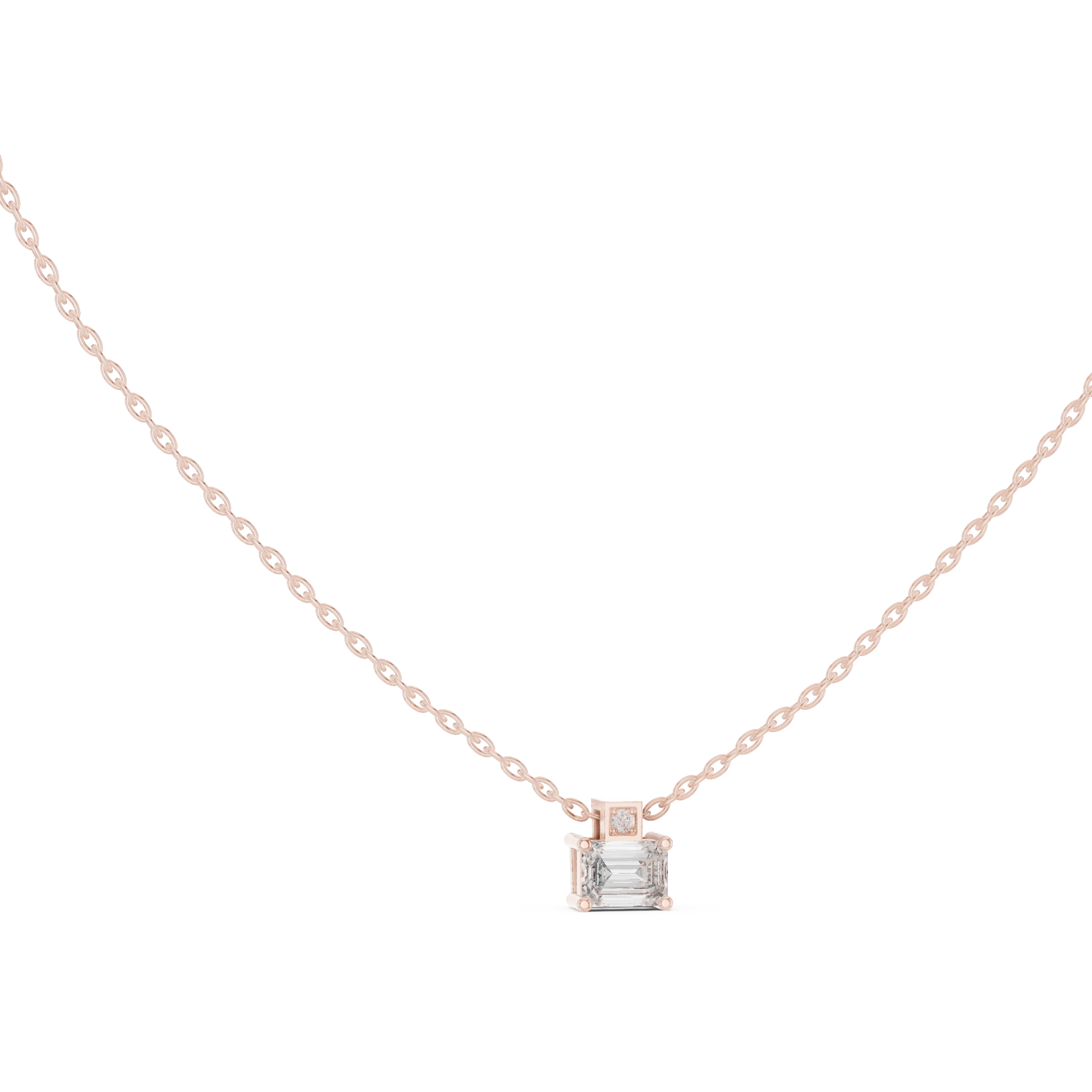 Gold Solitaire Emerald Round Lab Grown Diamond Arlo Pendant