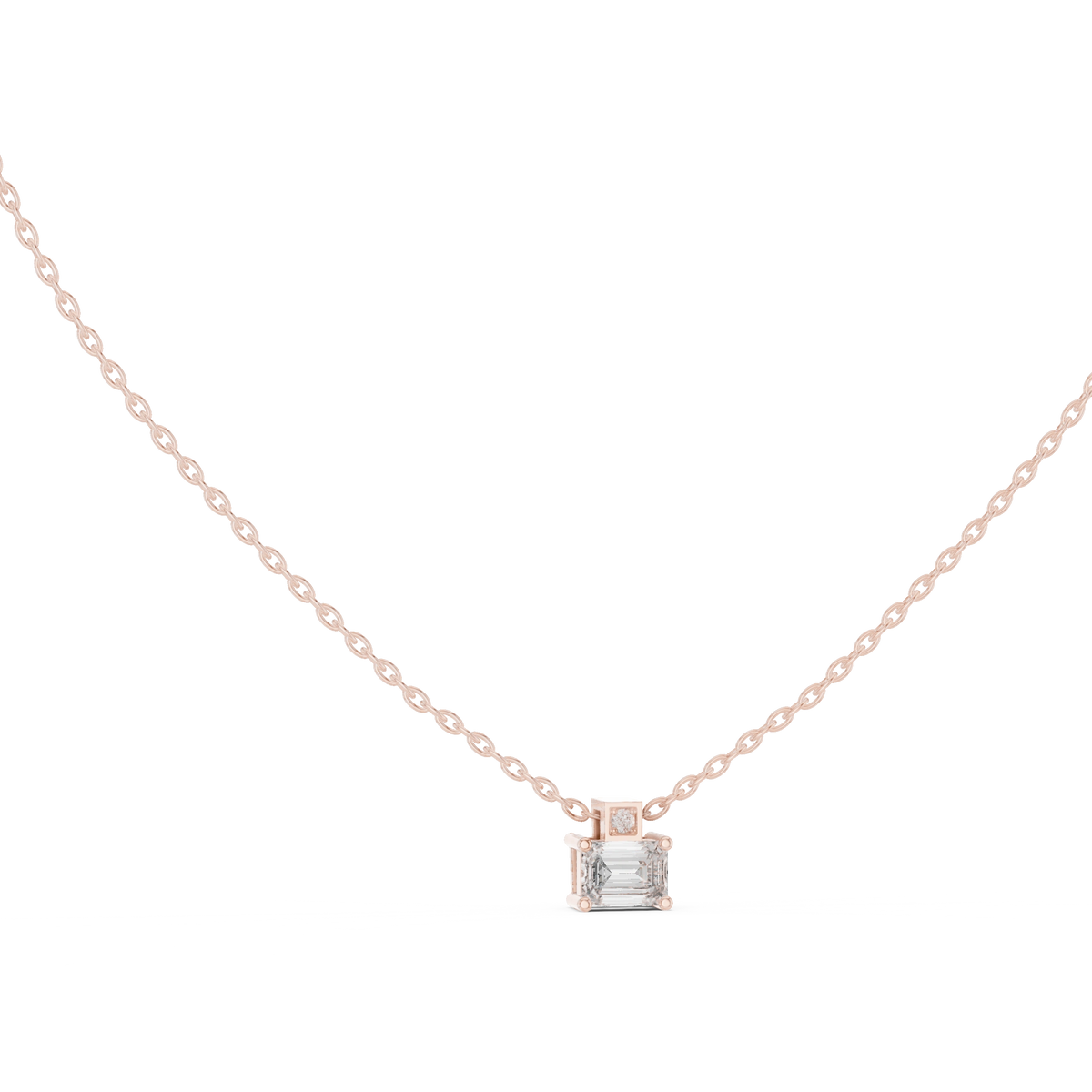 Gold Solitaire Emerald Round Lab Grown Diamond Arlo Pendant