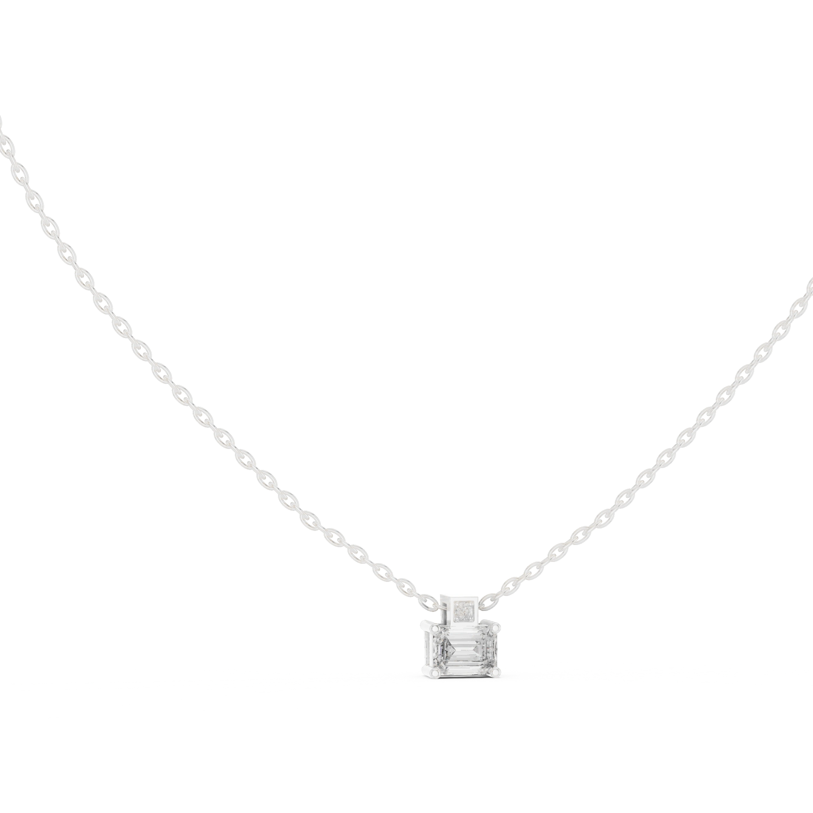 Gold Solitaire Emerald Round Lab Grown Diamond Arlo Pendant