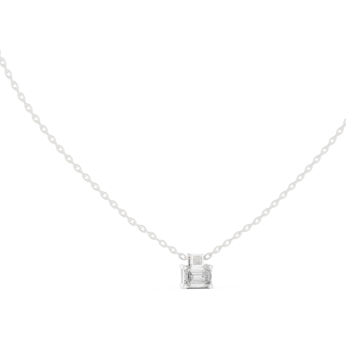 Gold Solitaire Emerald Round Lab Grown Diamond Arlo Pendant